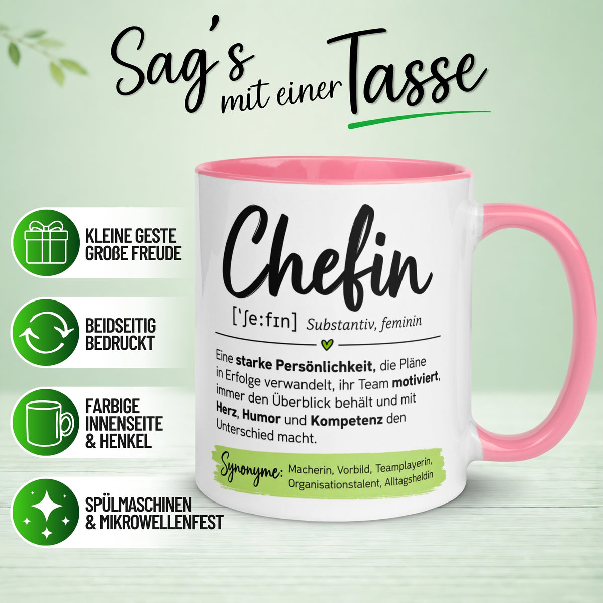 Tasse Chefin – „Lexikoneintrag & Definition“ – Geschenk Becher Chefin
