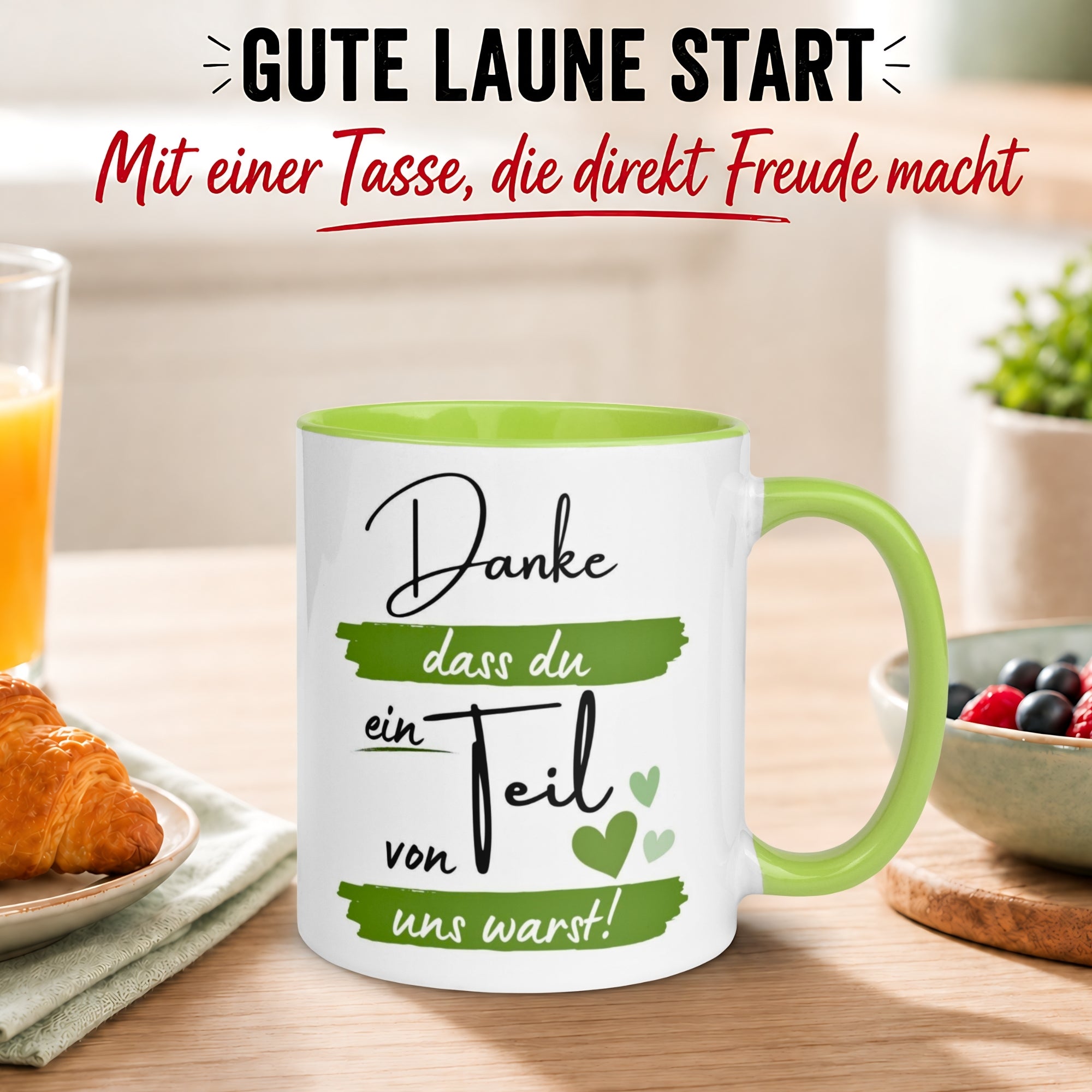 Tasse Abschied – „Danke dass du ein Teil von uns warst“ – Geschenk zum Abschied Kollegen