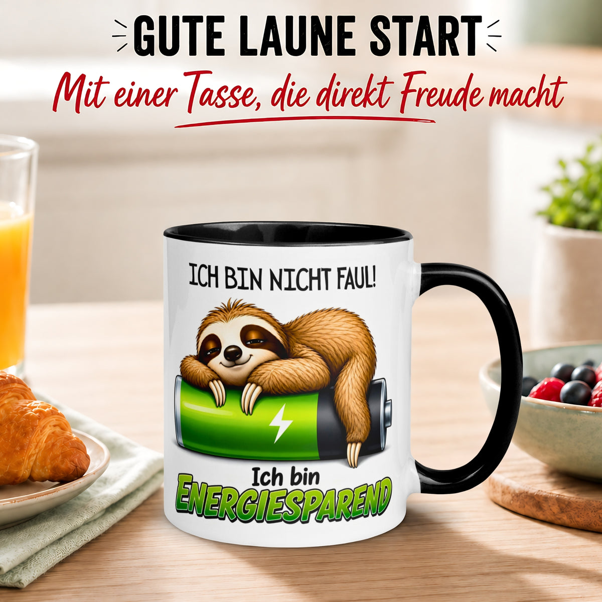 Tasse Faultier – „Ich bin nicht faul“ – lustiger Geschenk Becher für Kollegen