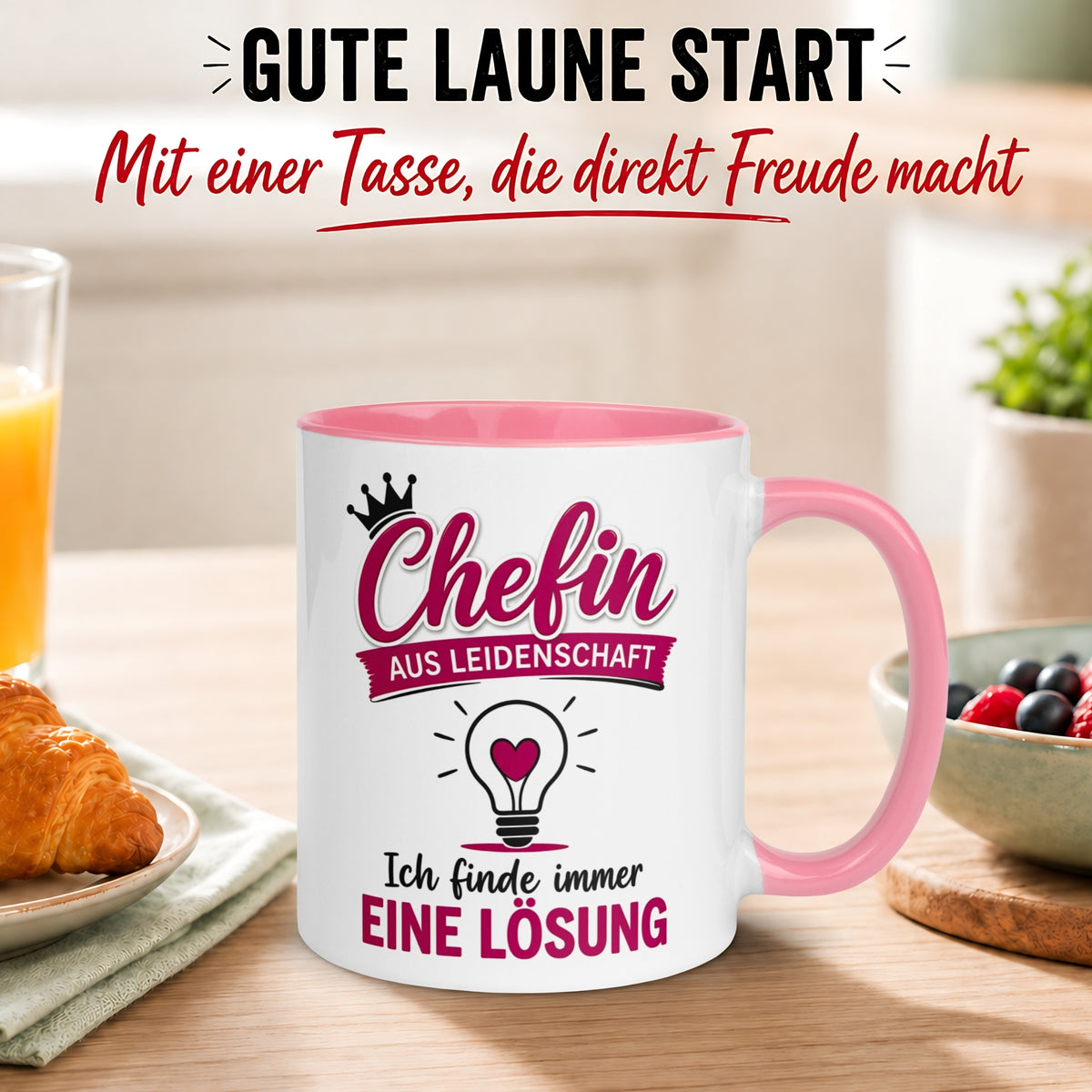 Tasse Chefin – „Ich finde immer eine Lösung“ – Teamleiterin Geschenk Becher