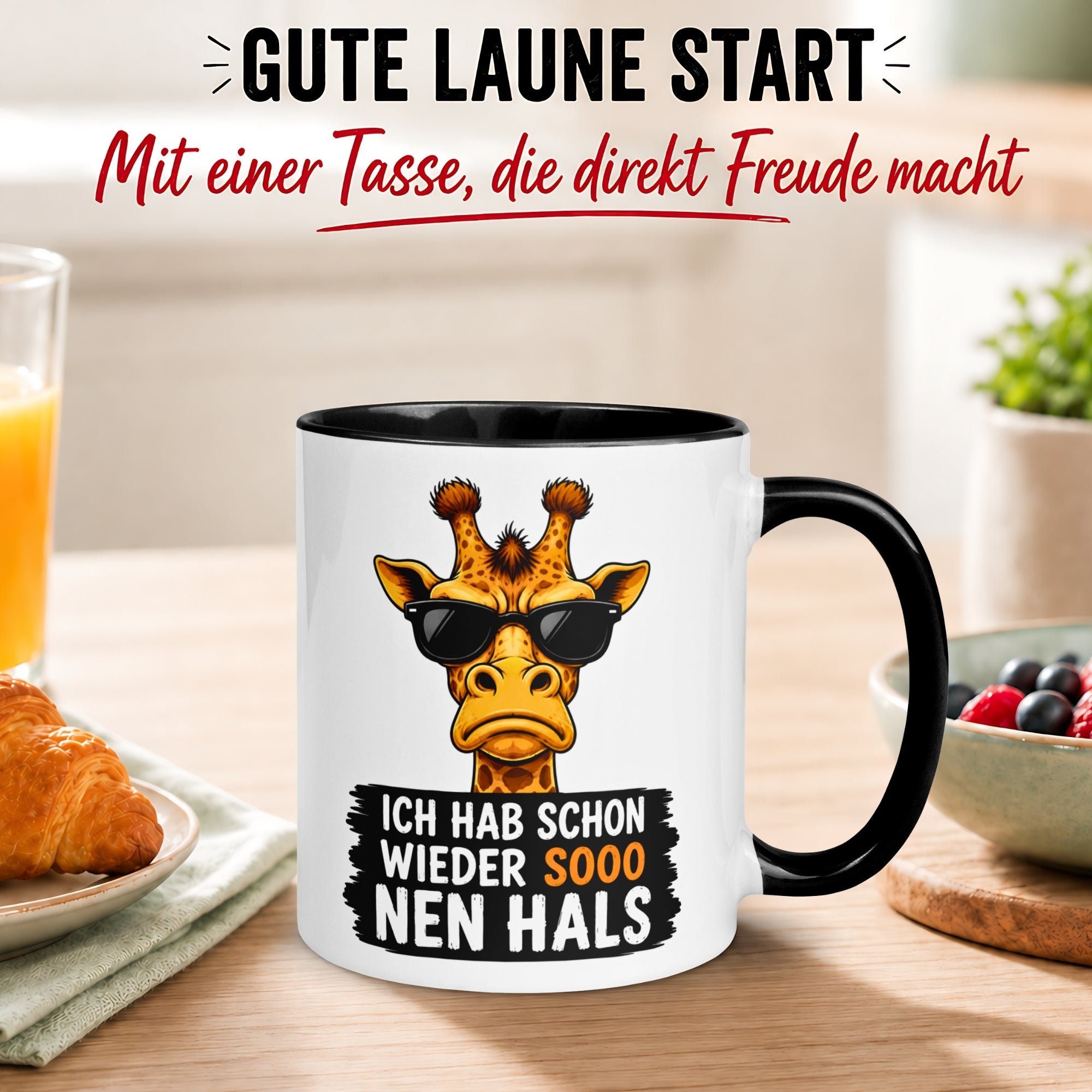 Tasse Giraffe – „Ich hab sooo nen Hals“ – lustiger Giraffen Geschenk Becher