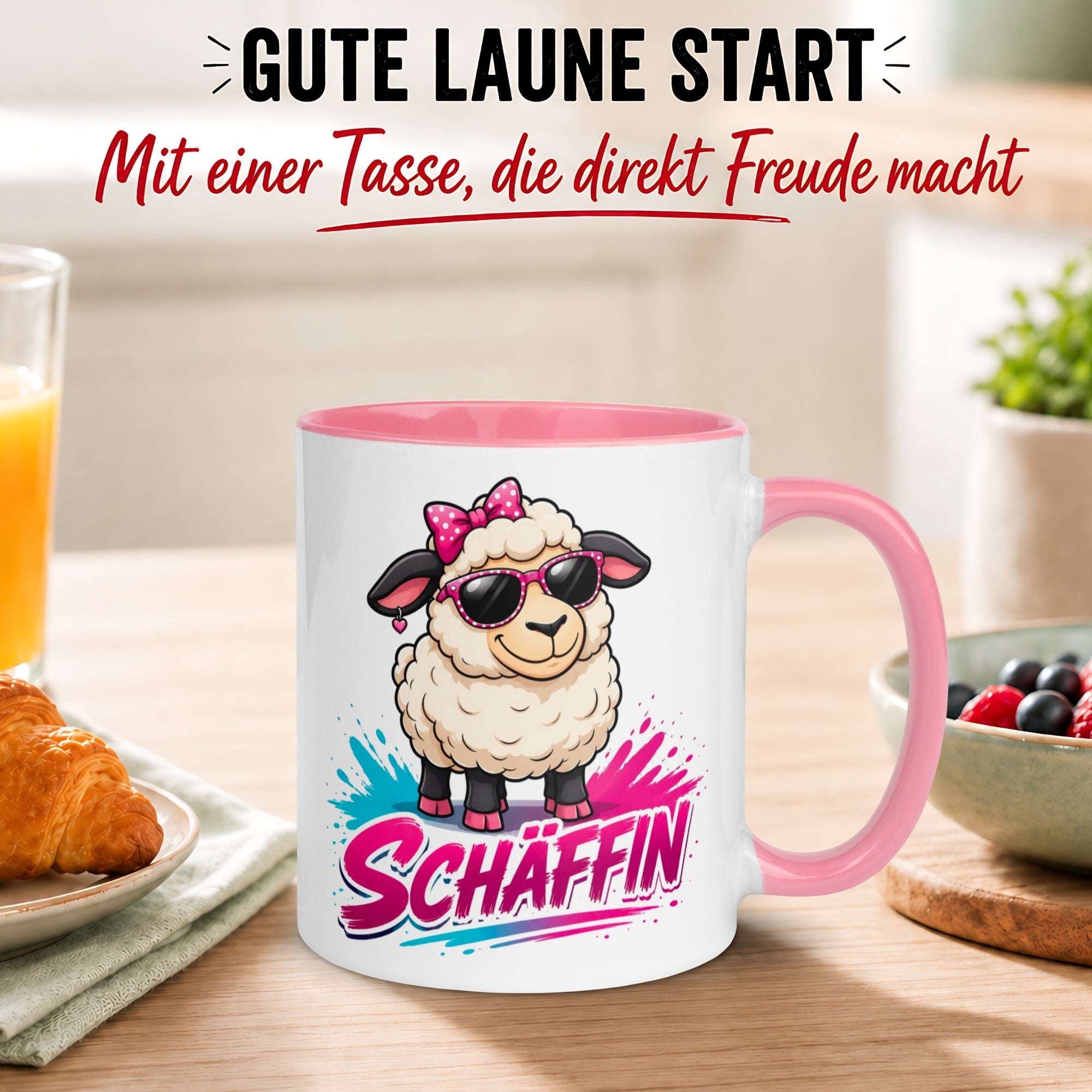 Tasse Chefin – „Coole Schäffin mit Ohring“ – Geschenk Becher Chefin