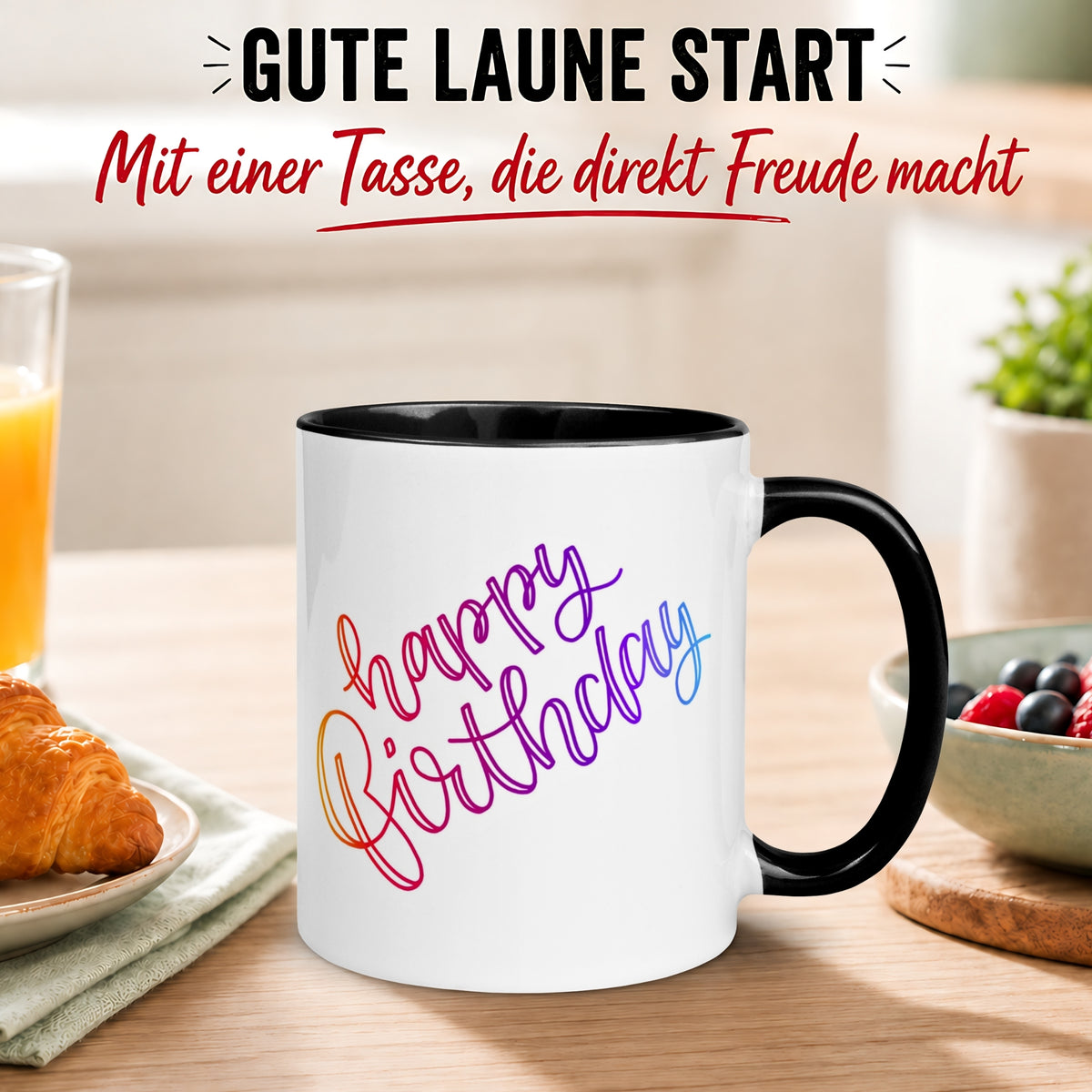 Tasse Geburtstag – „Violettes Happy Birthday“ – Geburtstagsgeschenk Mann Frau