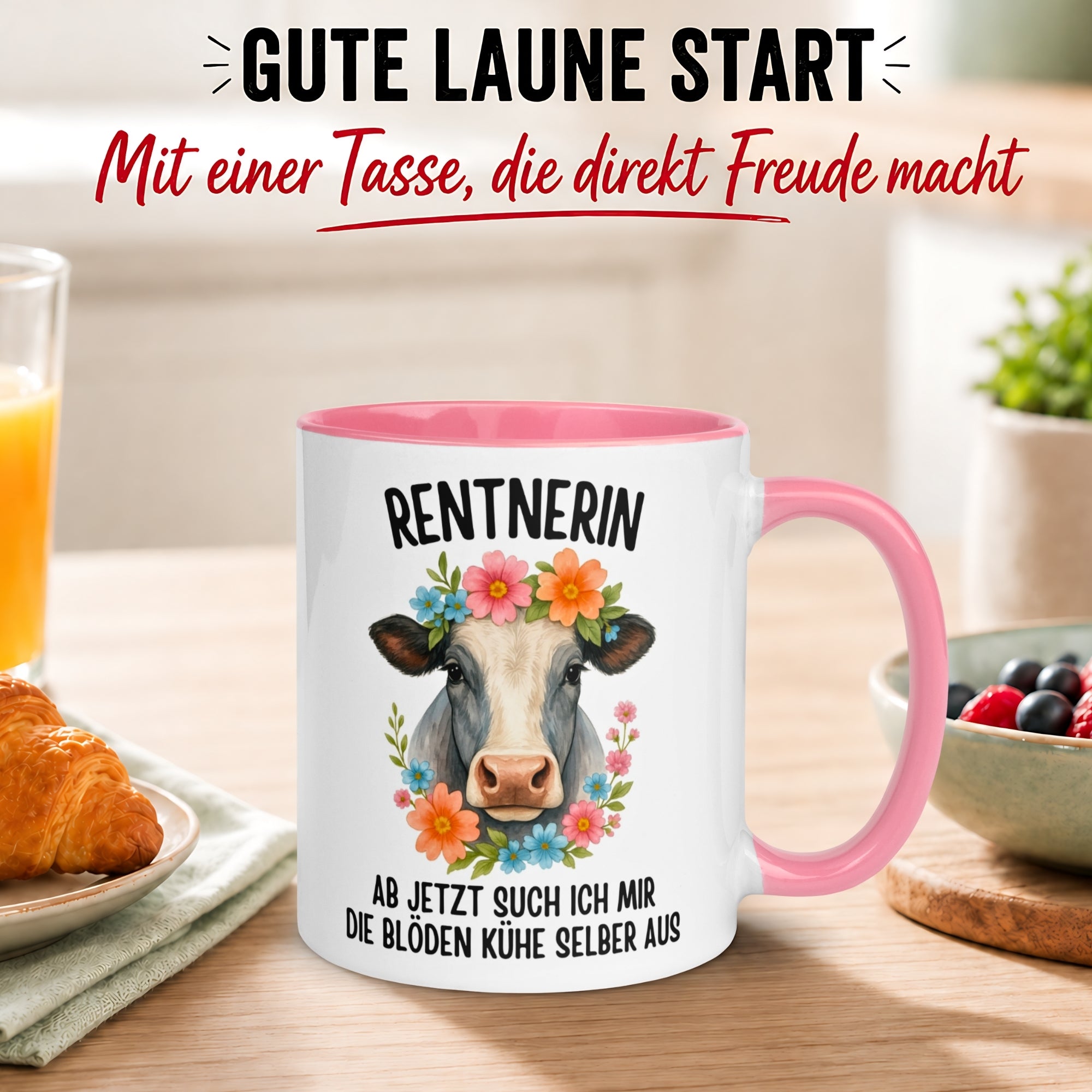 Tasse Rentnerin – „Ab jetzt such ich mir die blöden Kühe selber aus“ – Geschenk Rente Frau