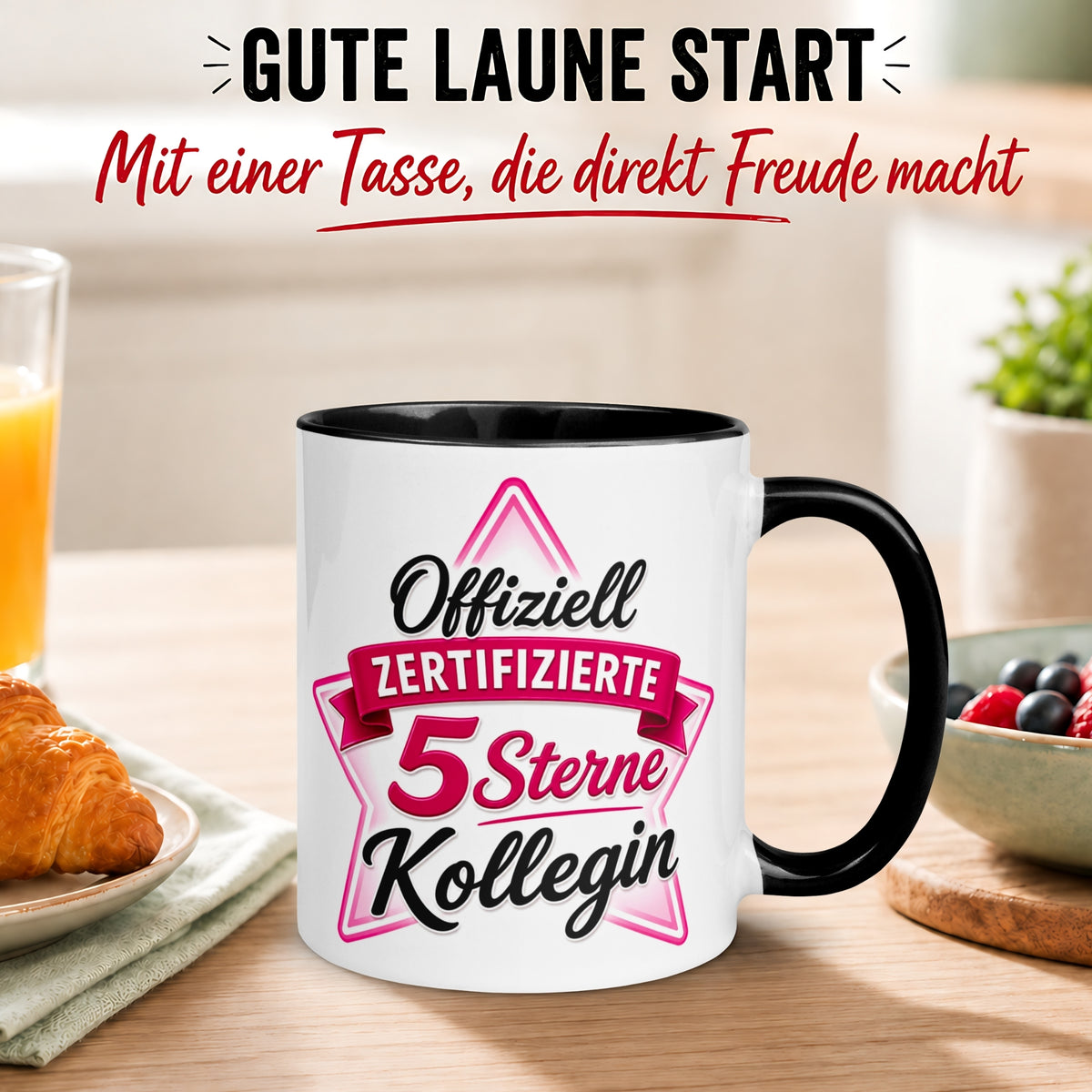 Tasse Kollegin – „Offiziell Zertifizierter 5 Sterne Kollegin“ – Geschenk zum Abschied