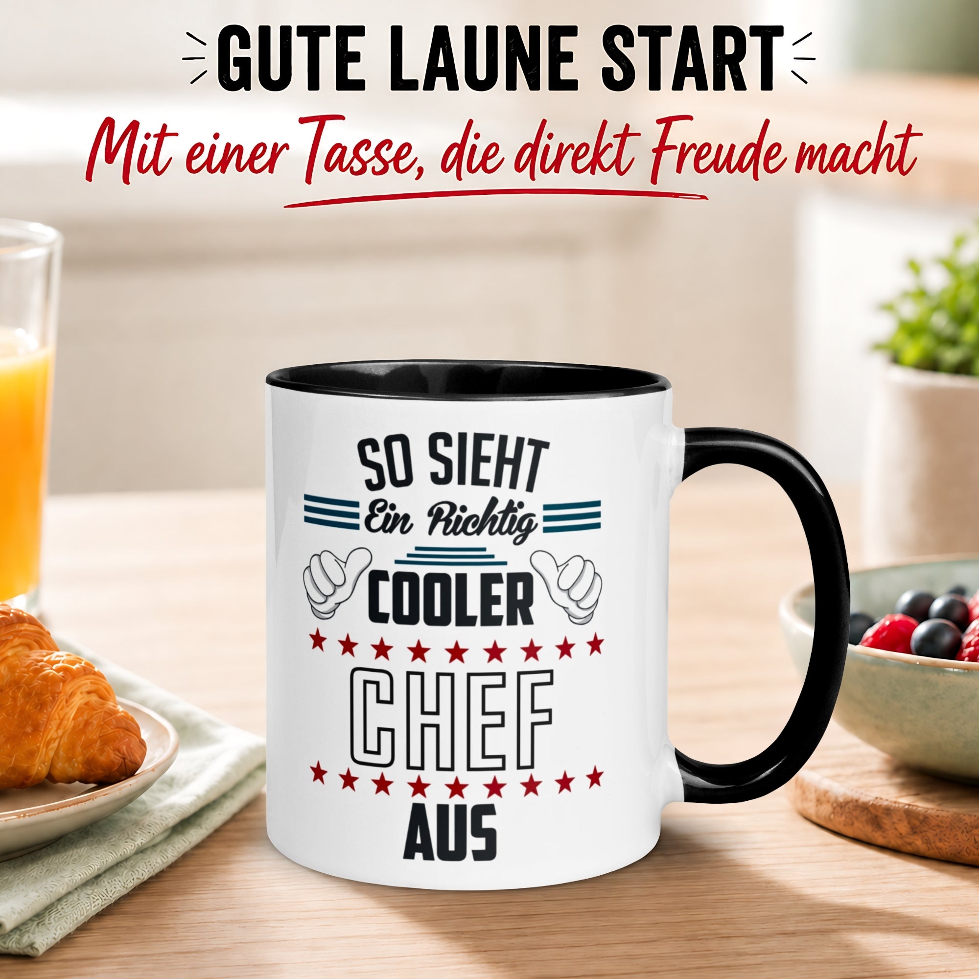 Tasse Chef – „So sieht ein richtig cooler Chef aus“ – Geschenk Bester Chef