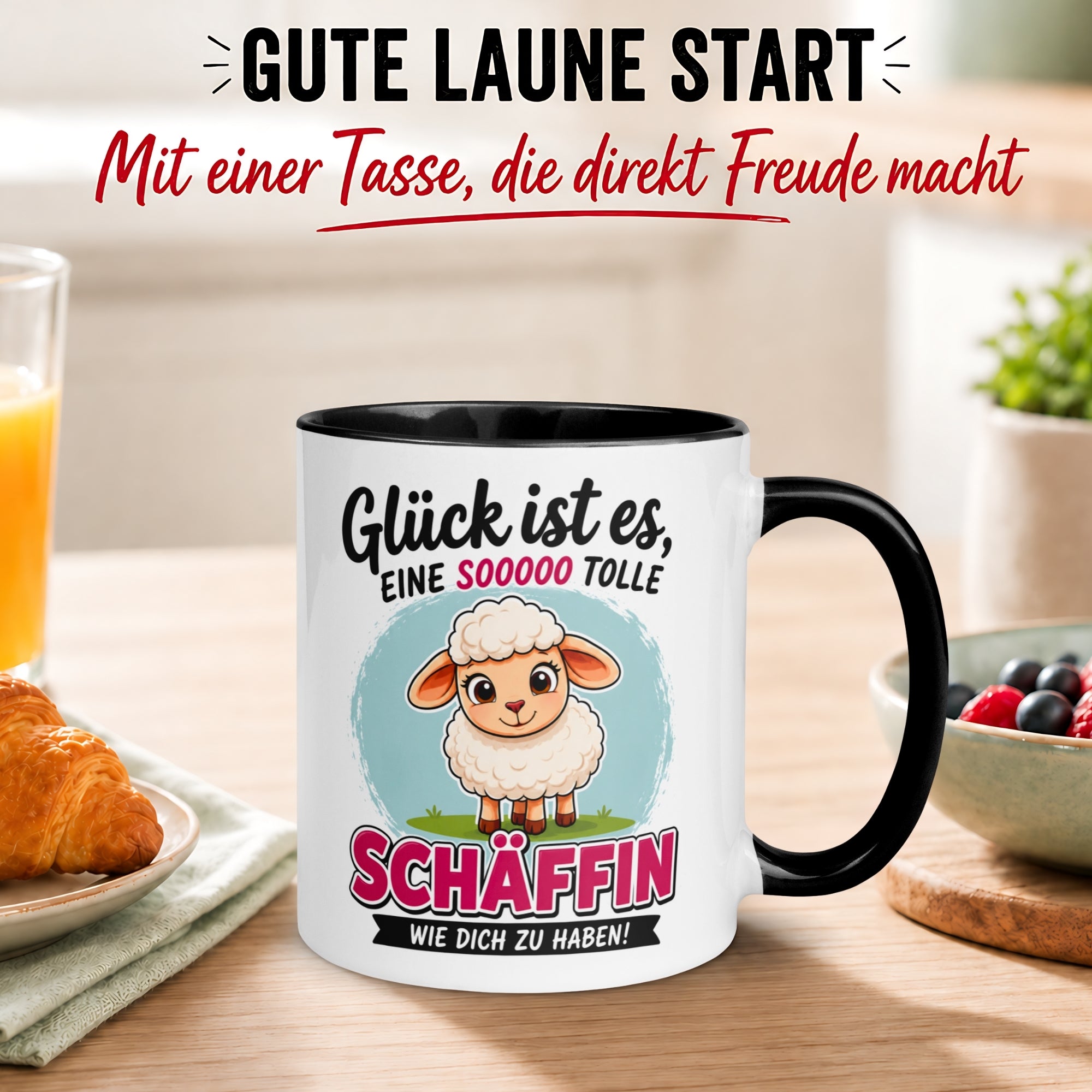 Tasse Chefin – „Glück ist es eine Schäffin wie dich zu haben“ – Geschenk Beste Chefin