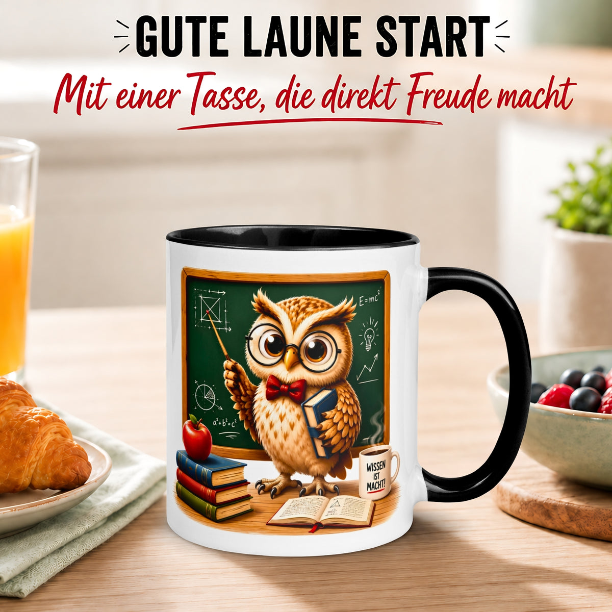Tasse Eule – „Lehrer in der Schule“ – lustiger Eulen Geschenk Becher