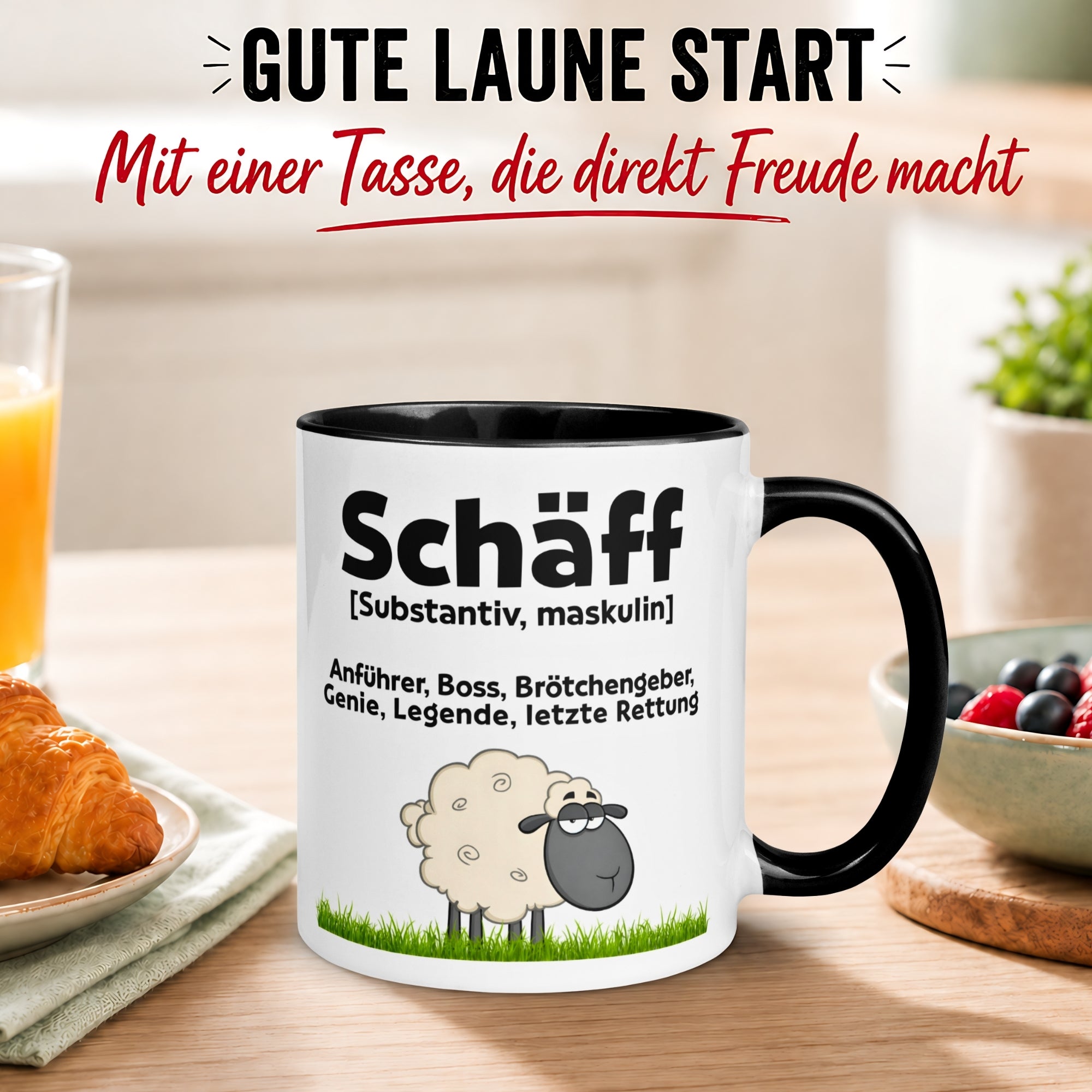 Tasse Chef – „Schäff – Brötchengeber und Problemlöser“ – Geschenk Bester Chef