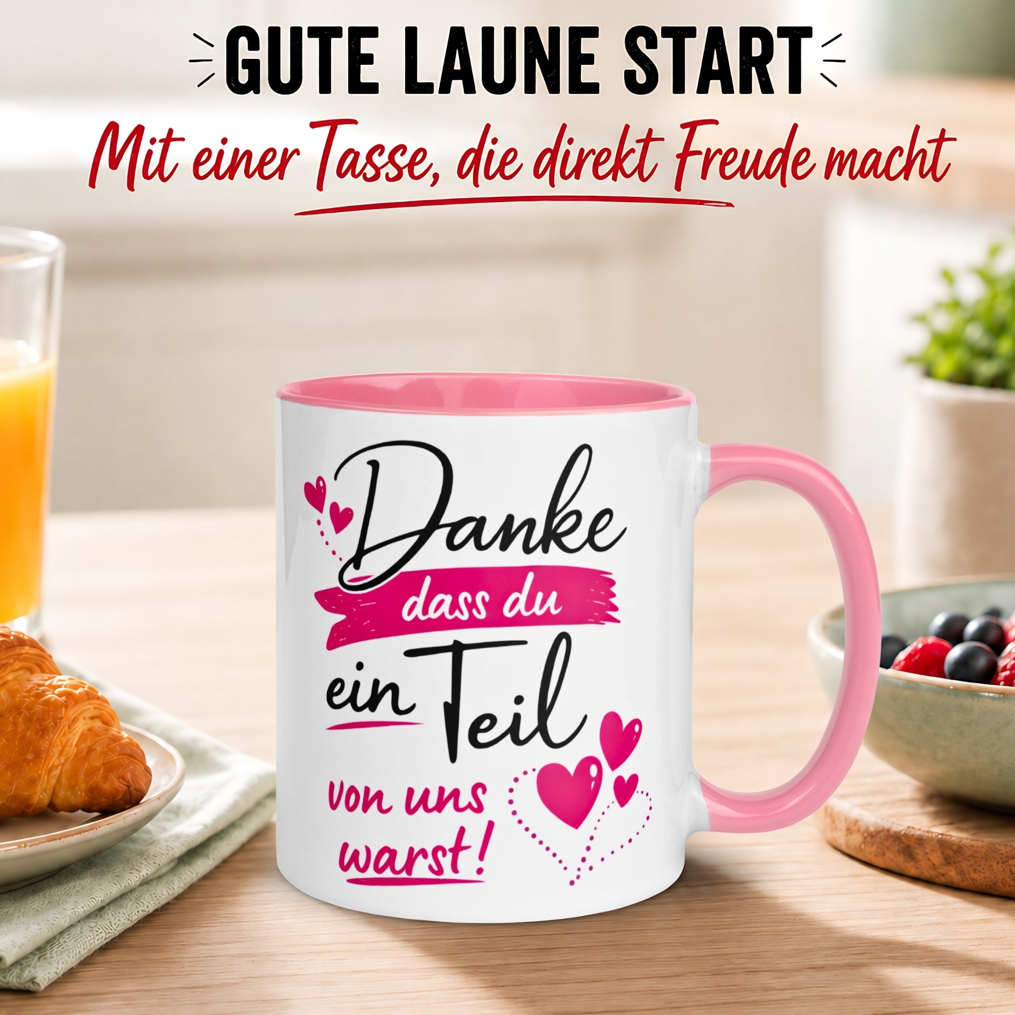Tasse Abschied – „Ein Teil von uns warst“ – Abschiedsgeschenk für Kollegin