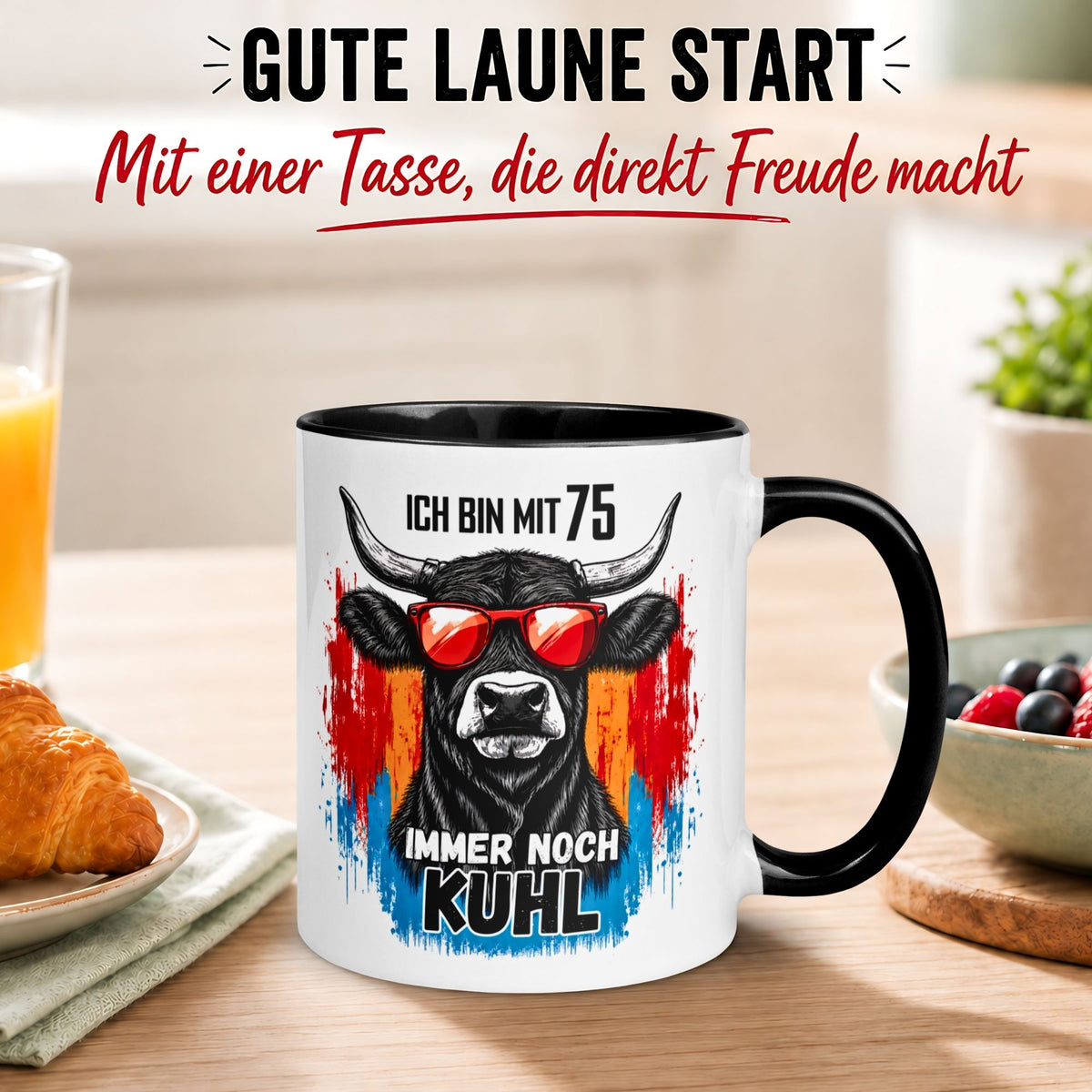 Tasse 75. Geburtstag Mann Frau – „Ich bin mit 75 immer noch Kuhl“ – Geschenk zum Geburtstag Männer Frauen