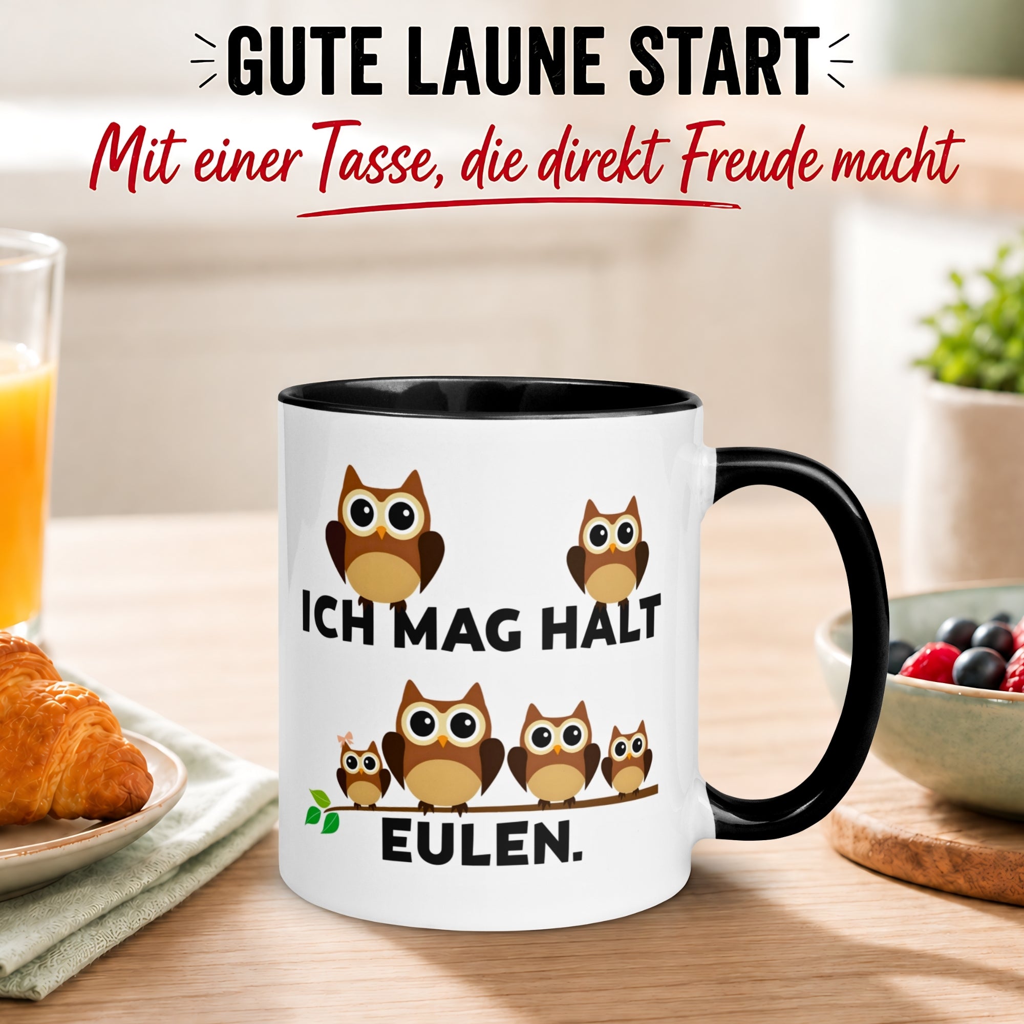 Tasse Eule – „Ich mag halt Eulen“ – lustiger Eulen Geschenk Becher