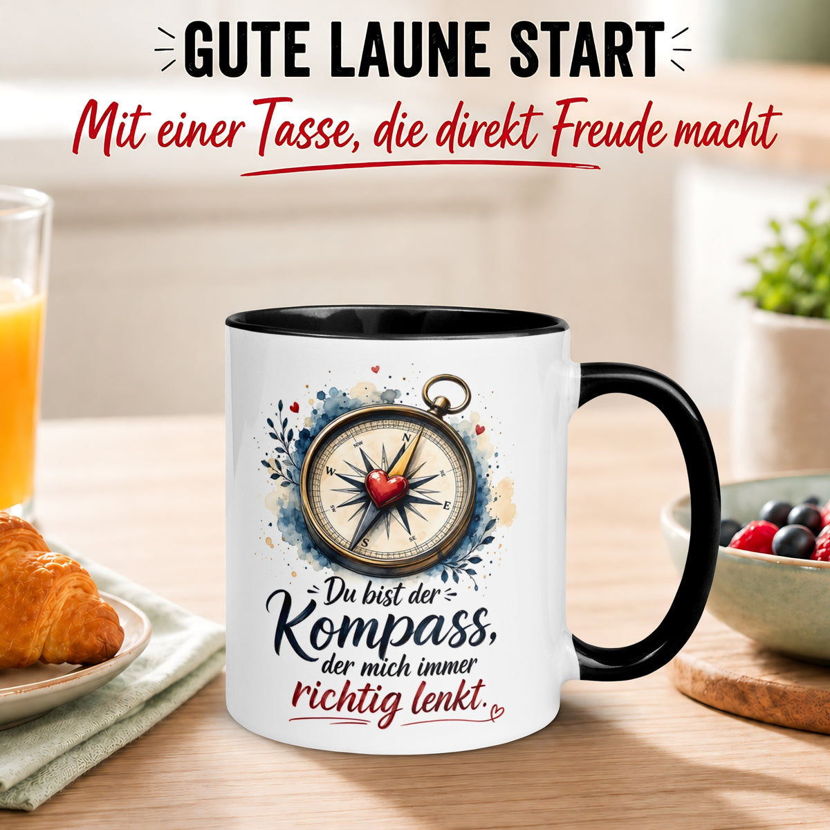 Tasse Liebe – „Du lenkst mich immer richtig“ – Ich liebe Dich Geschenk Partner Jahrestag Valentinstag