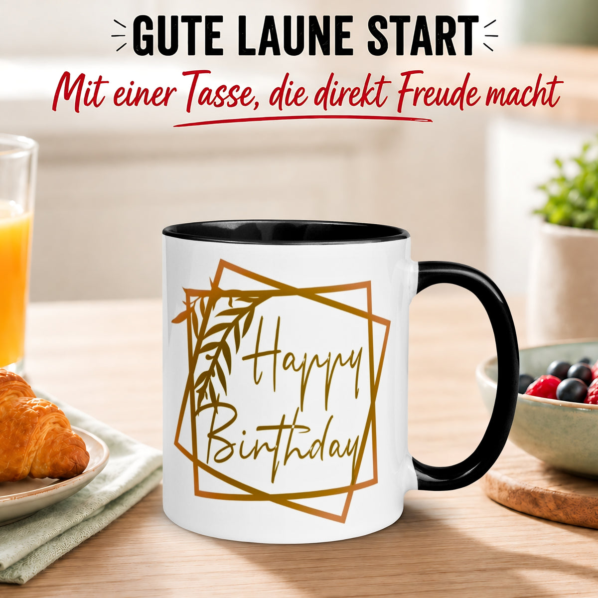 Tasse Geburtstag – „Goldenes Happy Birthday“ – Geburtstagsgeschenk Mann Frau