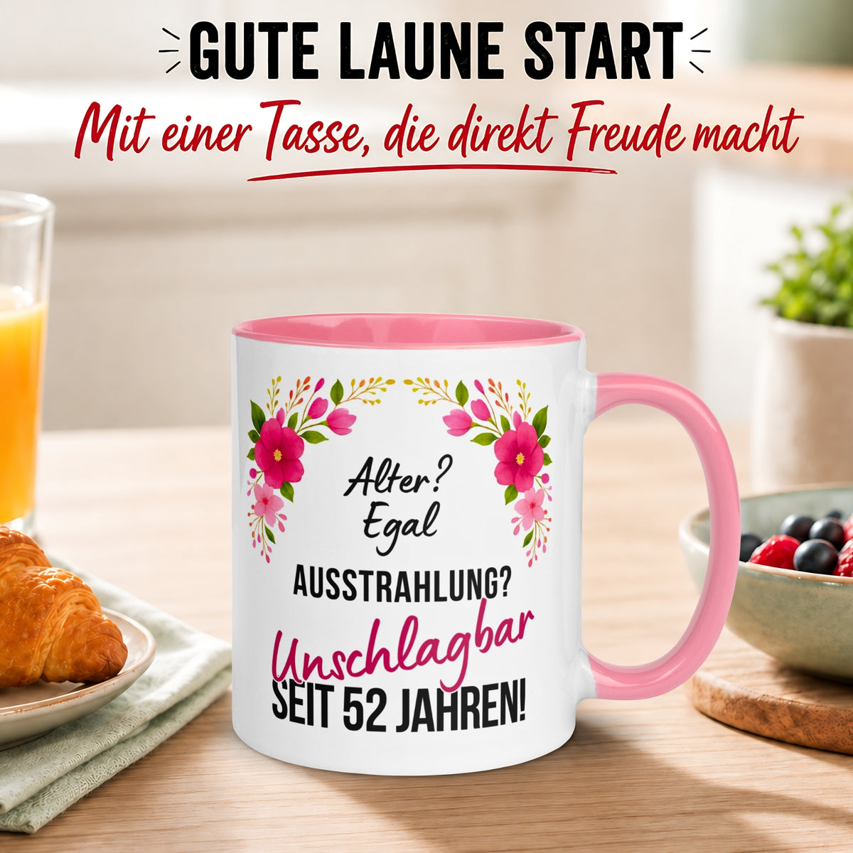 Tasse 52. Geburtstag Frau – „Ausstrahlung Unschlagbar seit 52 Jahren“ – Geschenk zum Geburtstag Frauen