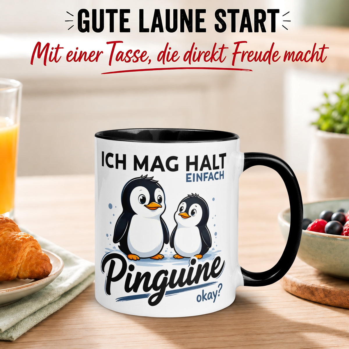 Tasse Pinguin – „Ich mag halt einfach Pinguine - okay“ – lustiger Geschenk Becher