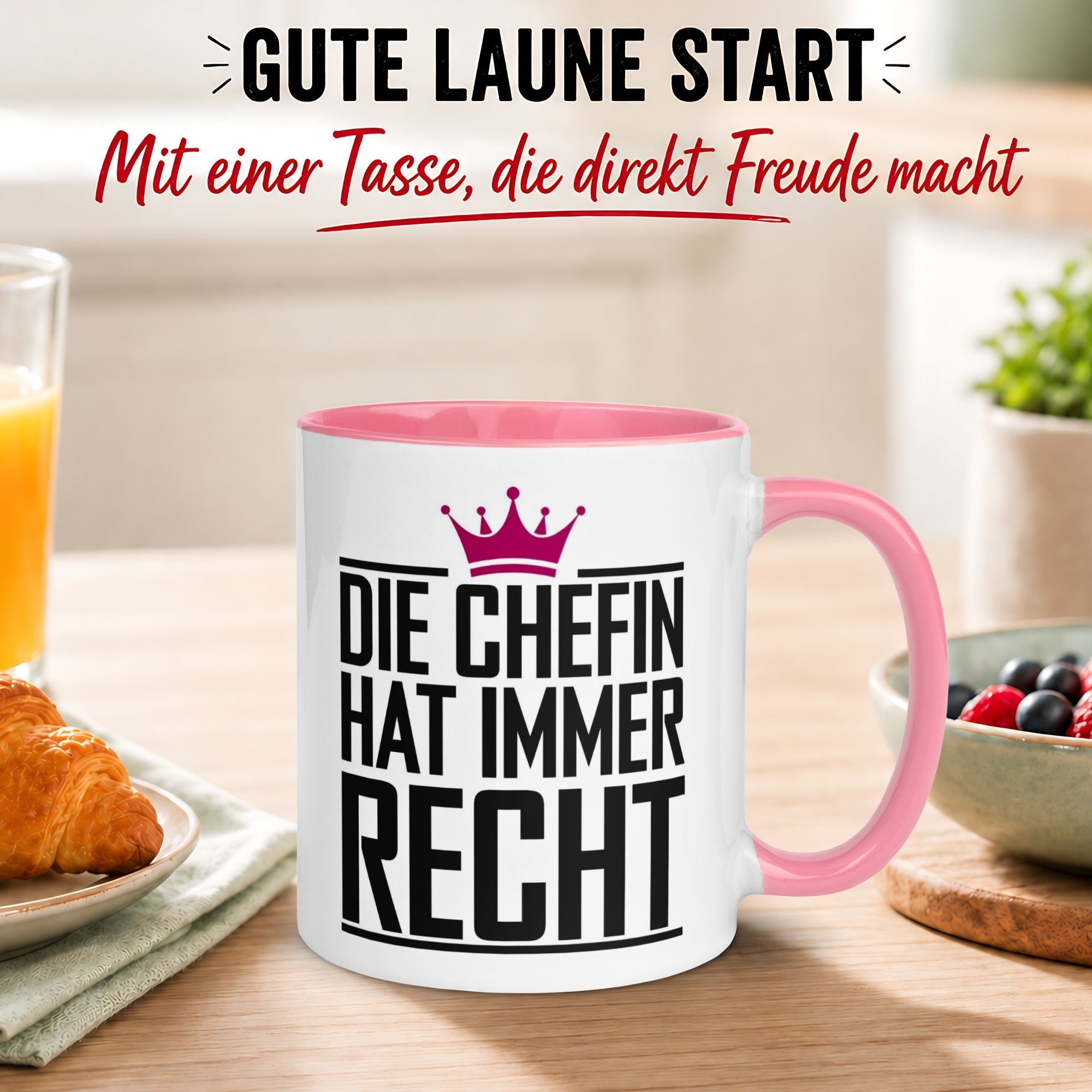 Tasse Chefin – „Die Chefin hat immer Recht“ – Geschenk Becher Chefin