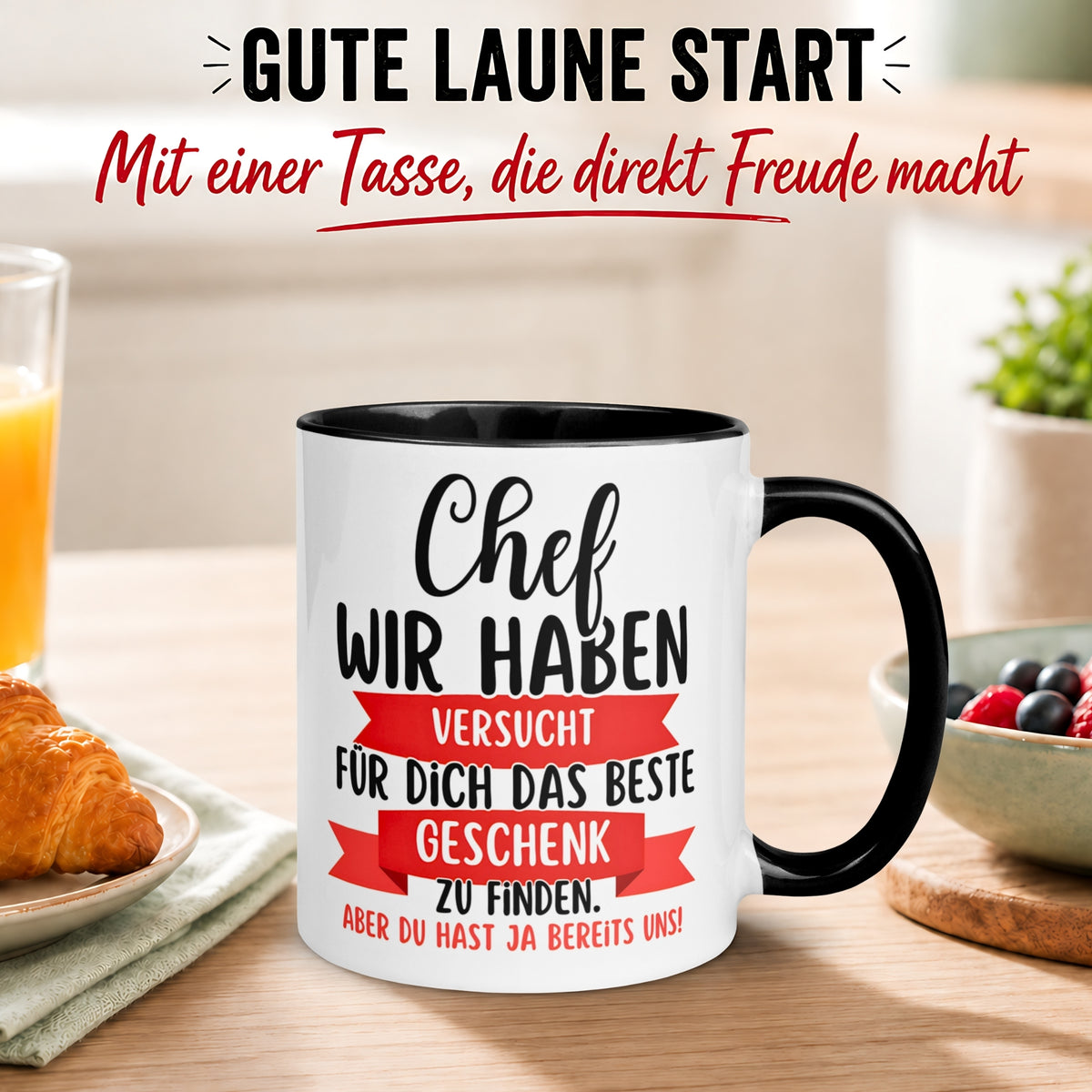 Tasse Chef – „Für dich das beste Geschenk“ – Geschenk Bester Chef