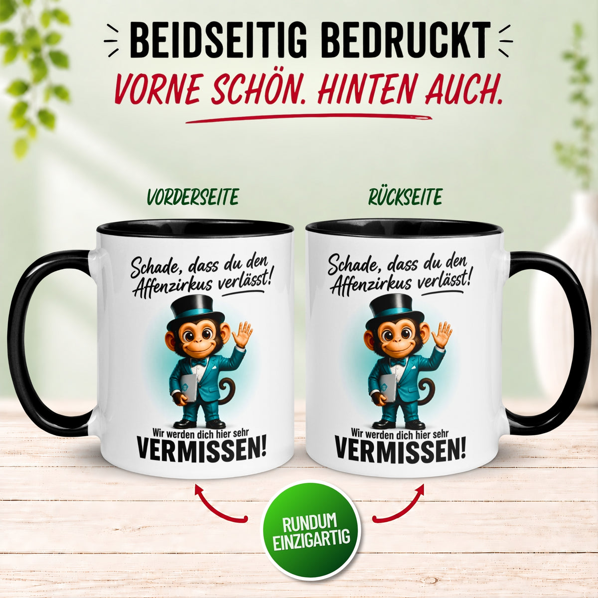 Tasse Abschied – „Schade dass du den Affenzirkus verlässt“ – Abschiedsgeschenk Kollegen