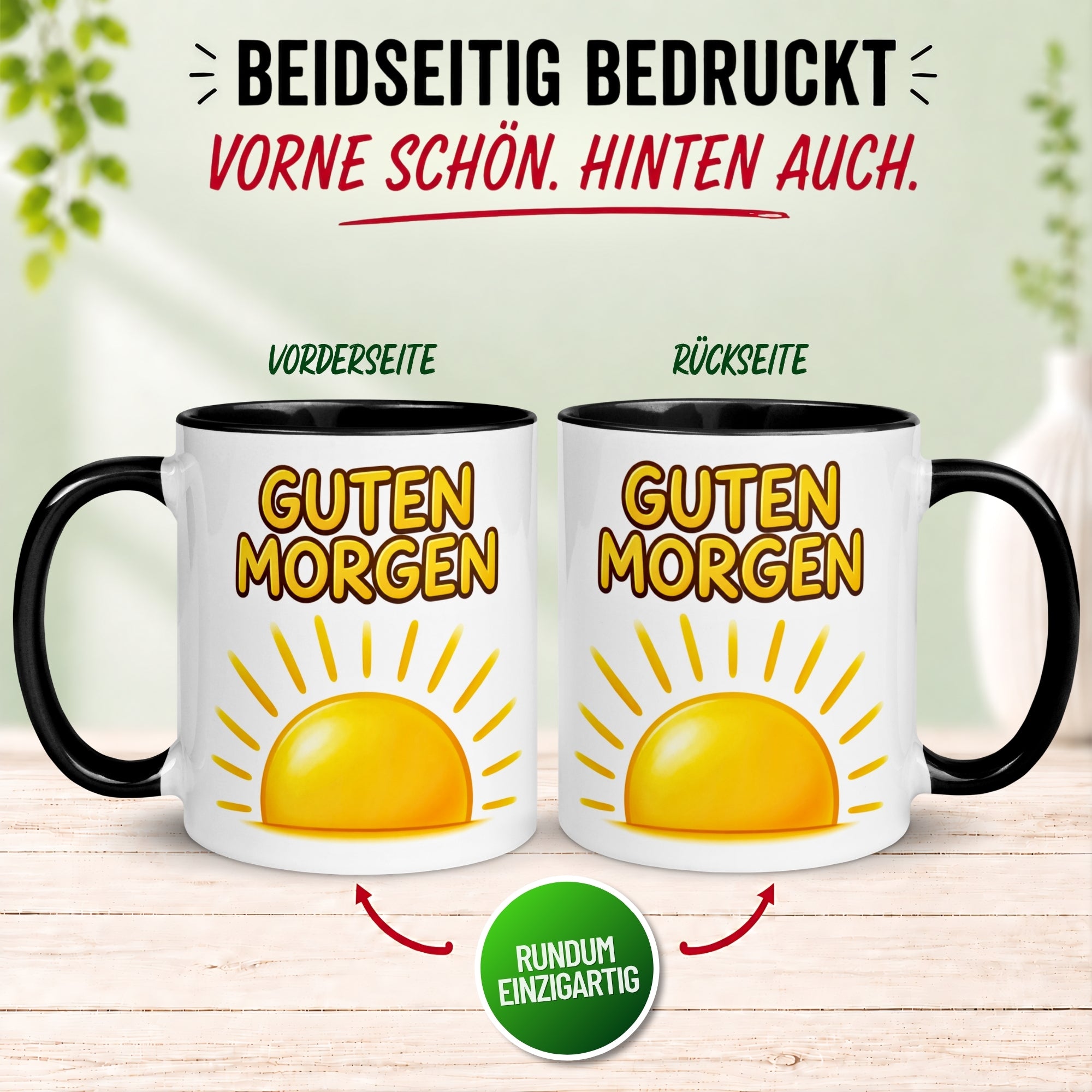 Tasse Guten Morgen – „Sonnenaufgang mit Sonnenschein“ – Morgenmuffel Geschenk