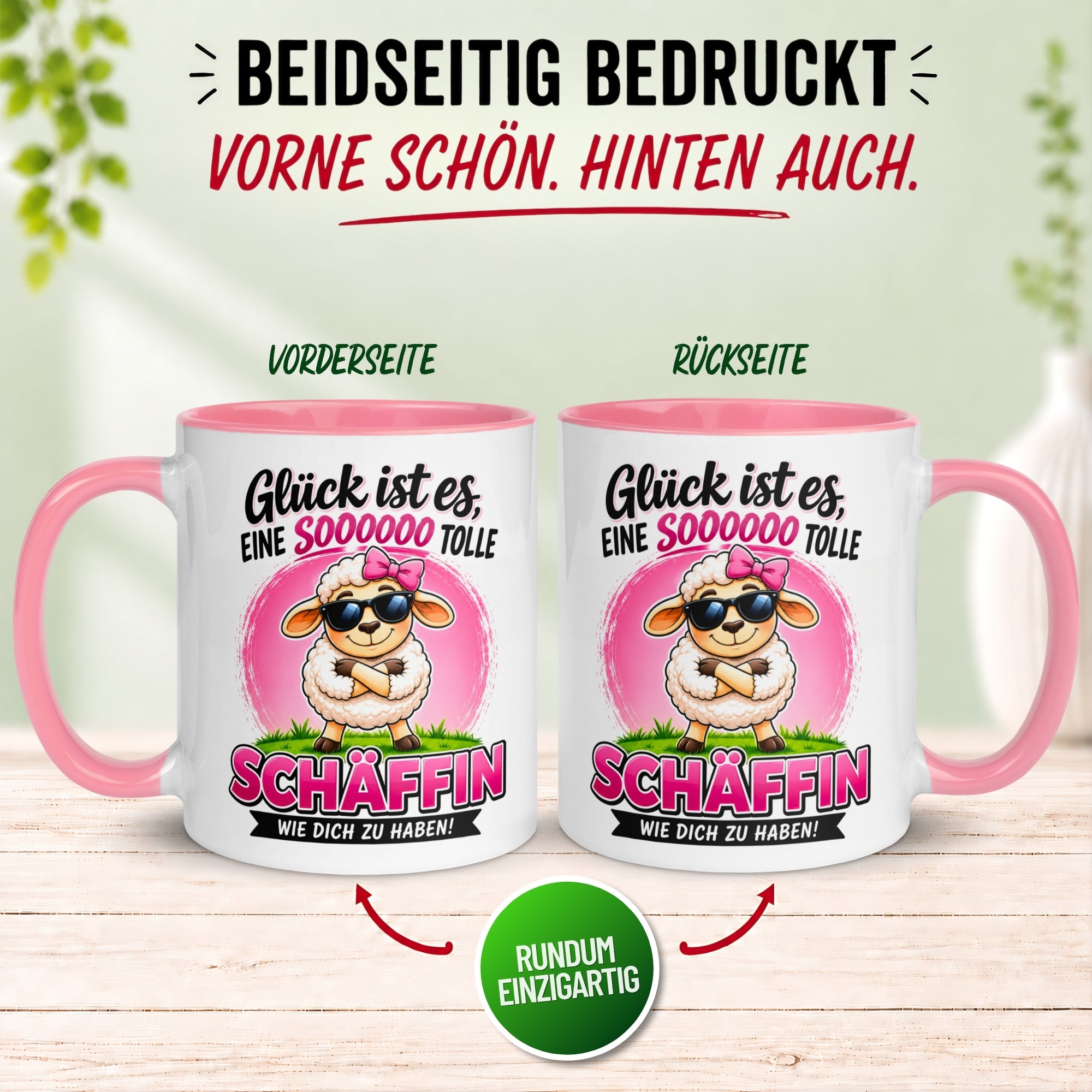 Tasse Chefin – „Glück ist es eine Schäffin wie dich zu haben“ – Geschenk Beste Chefin