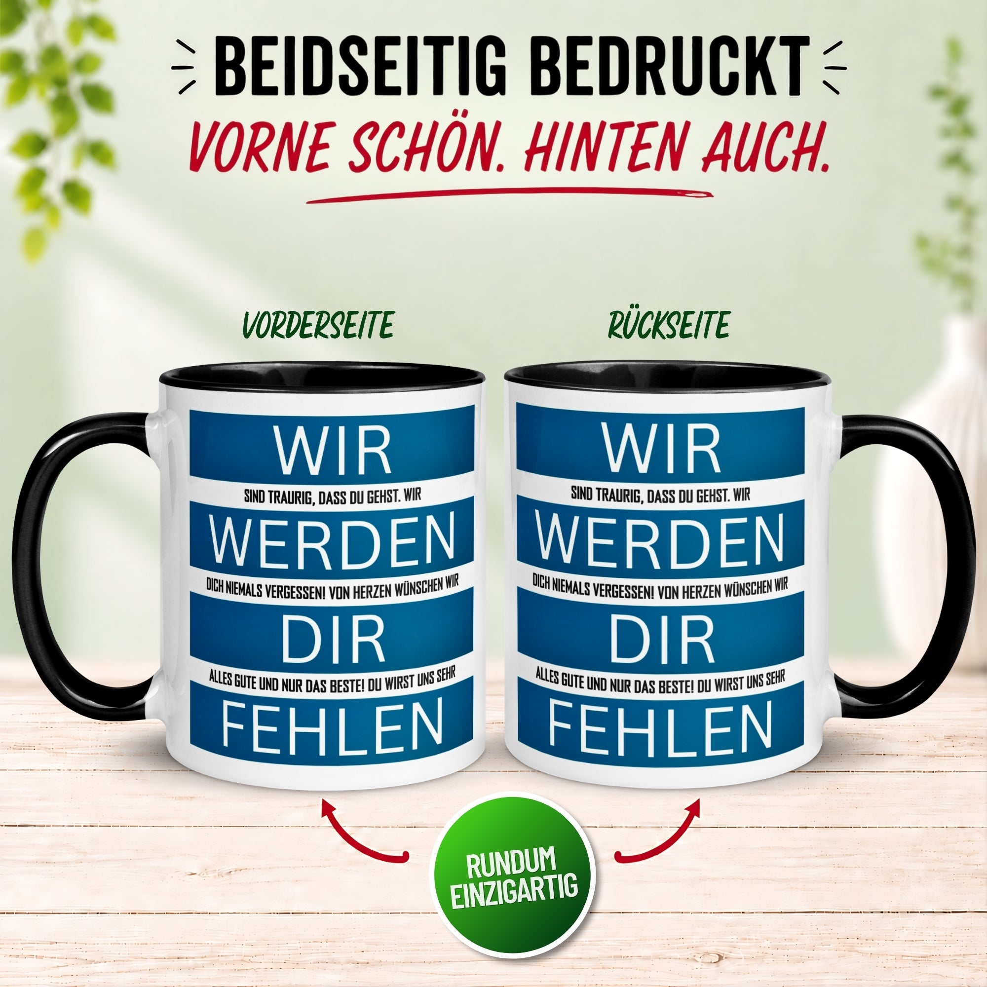 Tasse Abschied – „Wir werden dir fehlen“ – Abschiedsgeschenk Kollegen