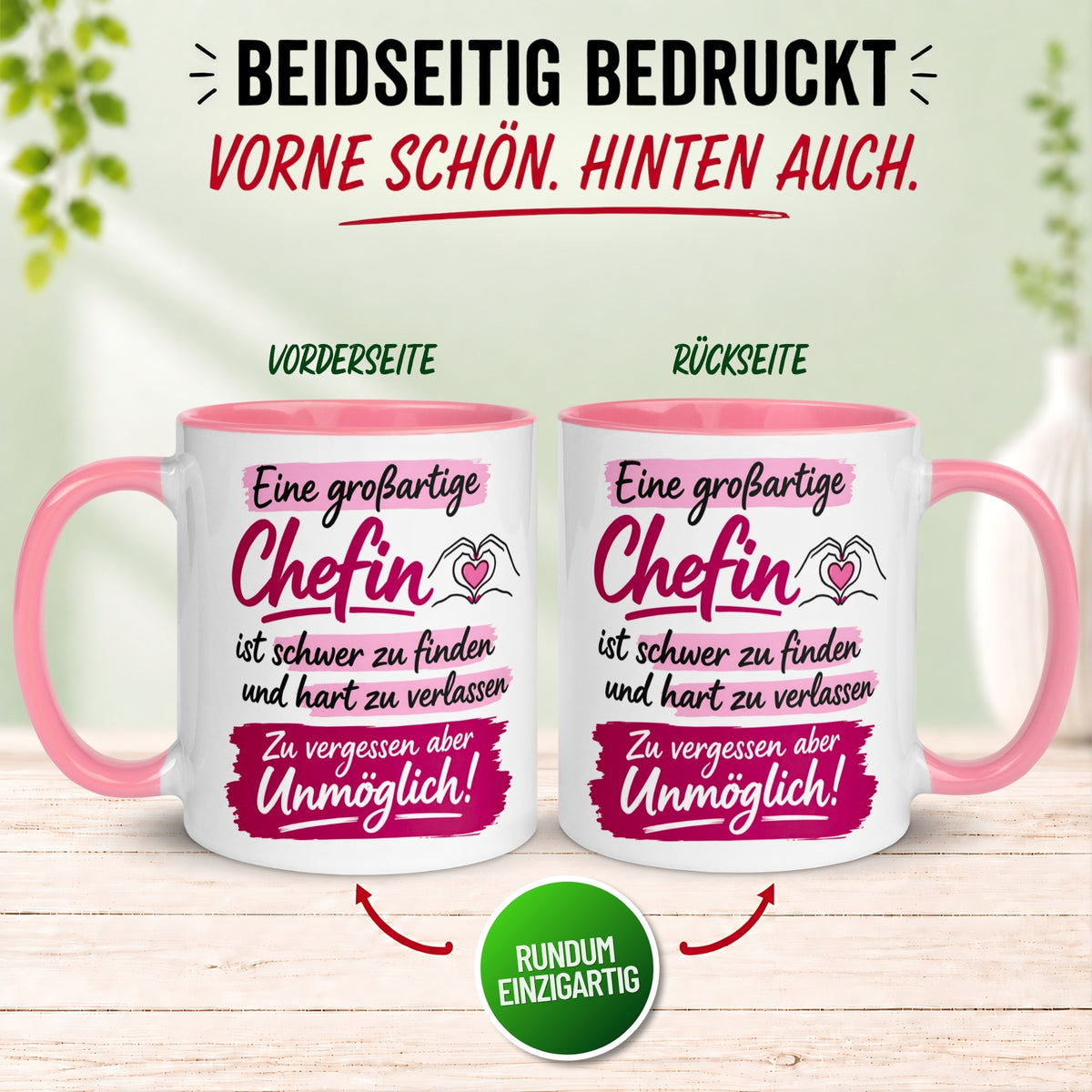 Tasse Chefin – „Schwer zu finden und unmöglich zu vergessen“ – Abschiedsgeschenk