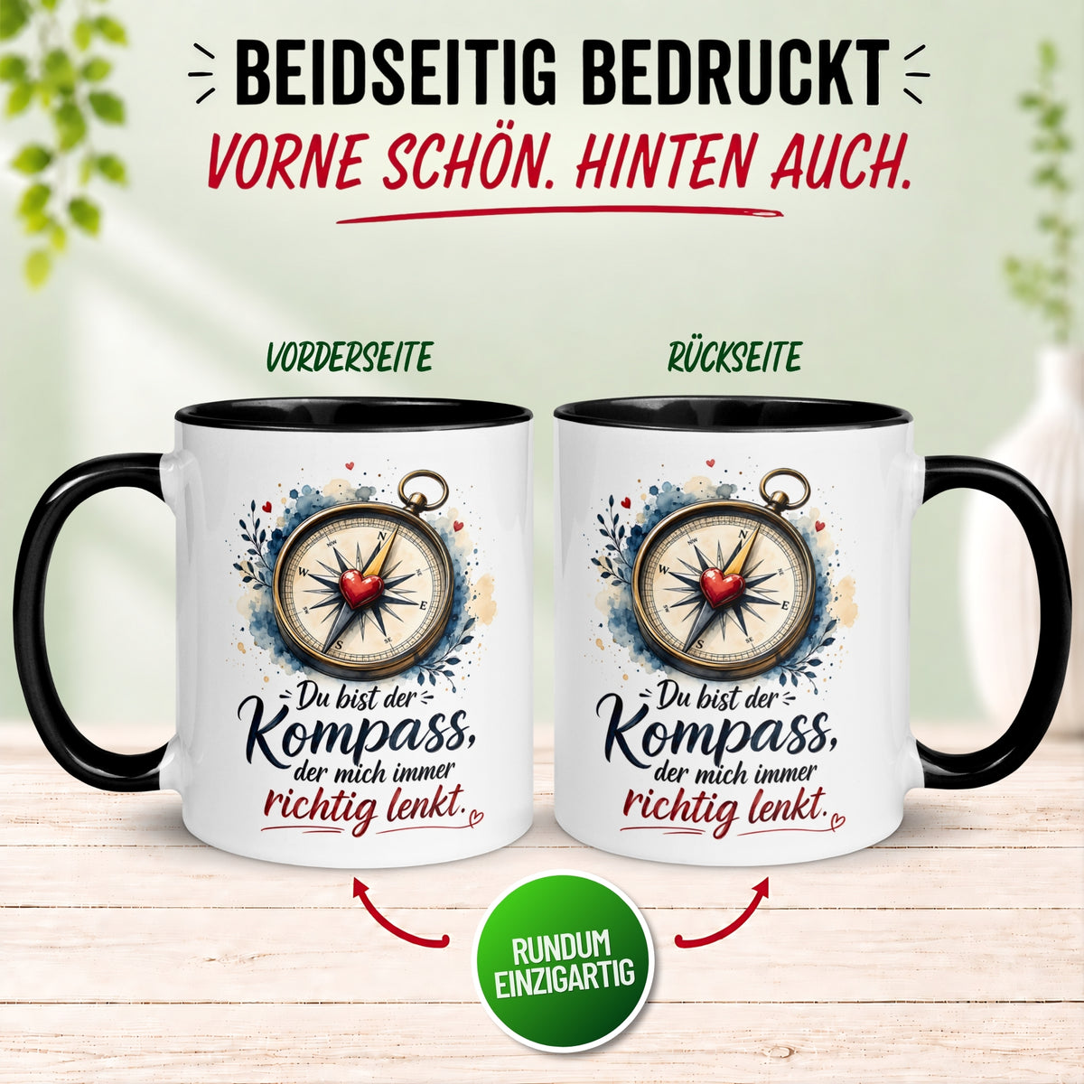 Tasse Liebe – „Du lenkst mich immer richtig“ – Ich liebe Dich Geschenk Partner Jahrestag Valentinstag