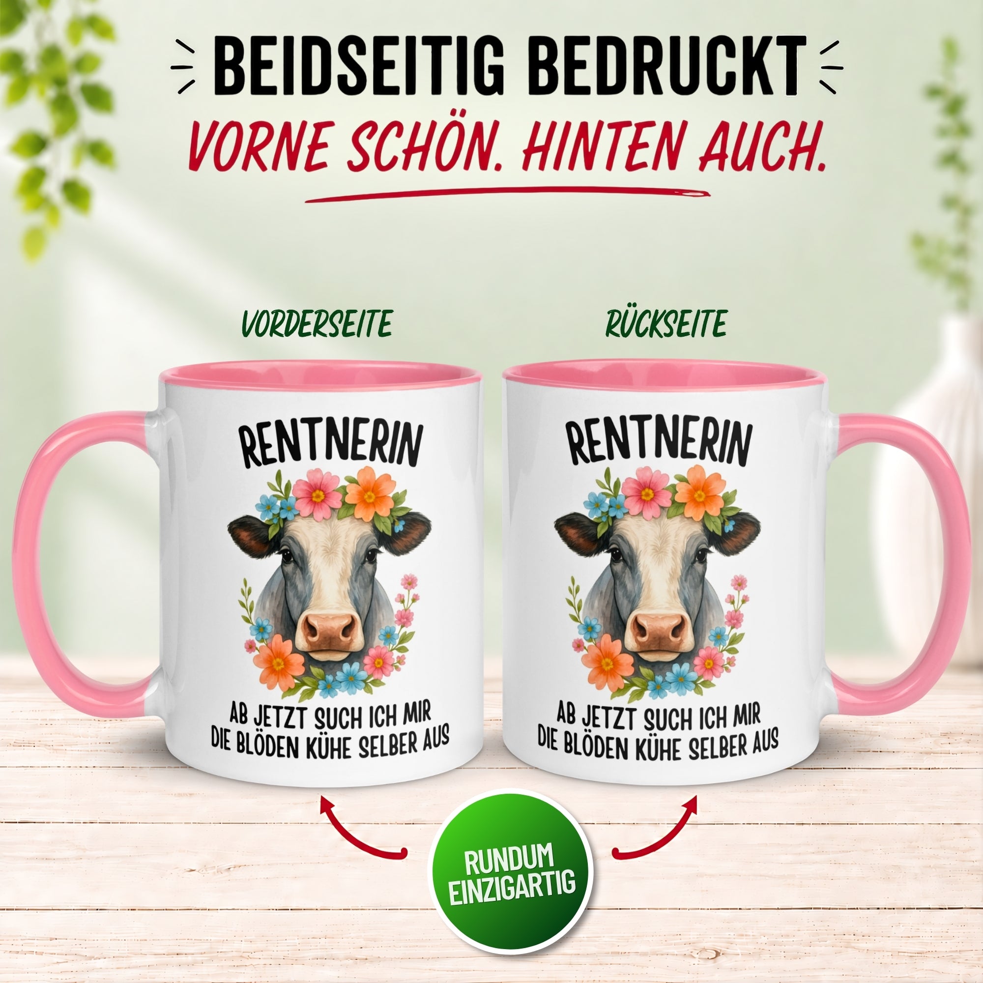 Tasse Rentnerin – „Ab jetzt such ich mir die blöden Kühe selber aus“ – Geschenk Rente Frau