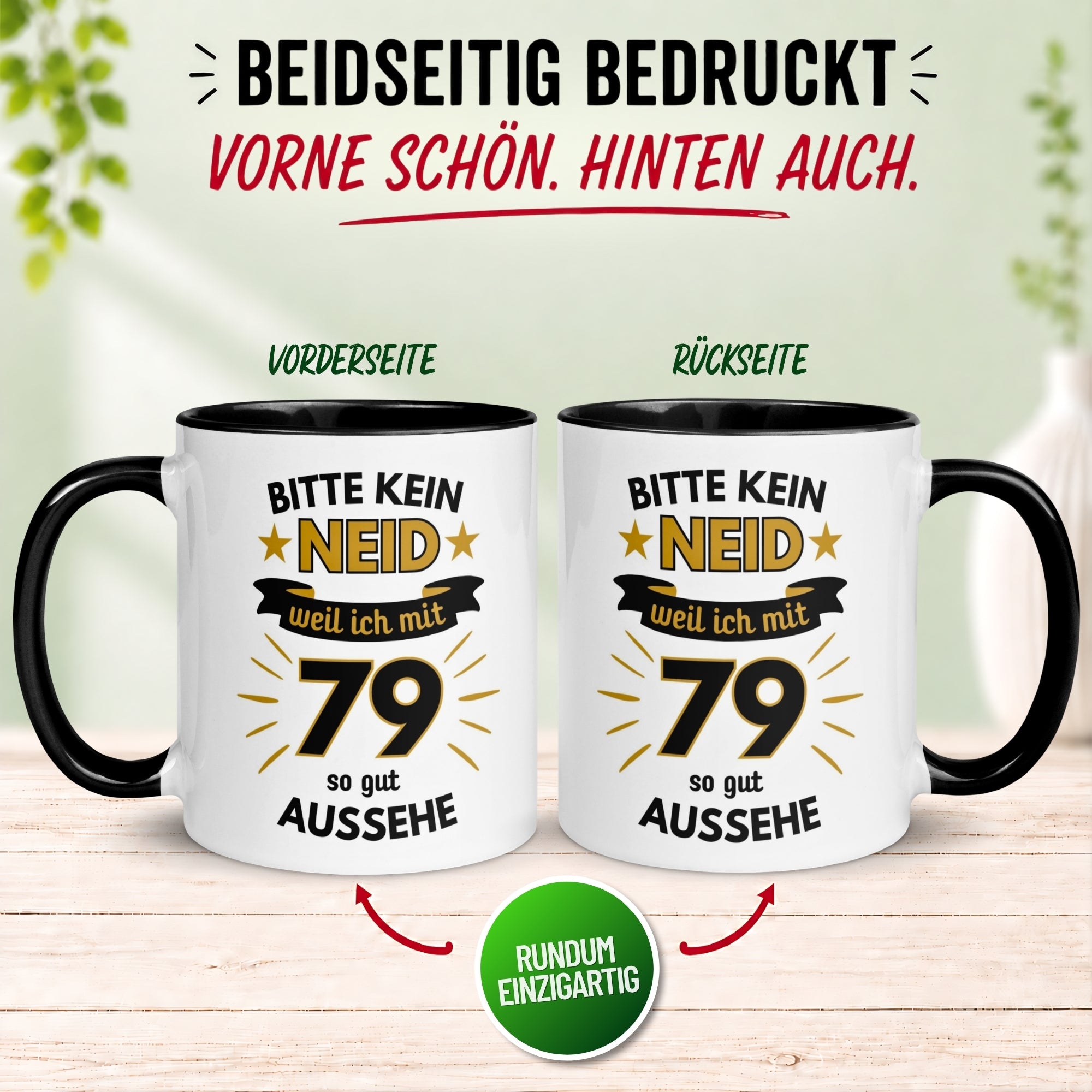 Tasse 79. Geburtstag Mann – „Bitte kein Neid“ – Geschenk zum Geburtstag für Männer