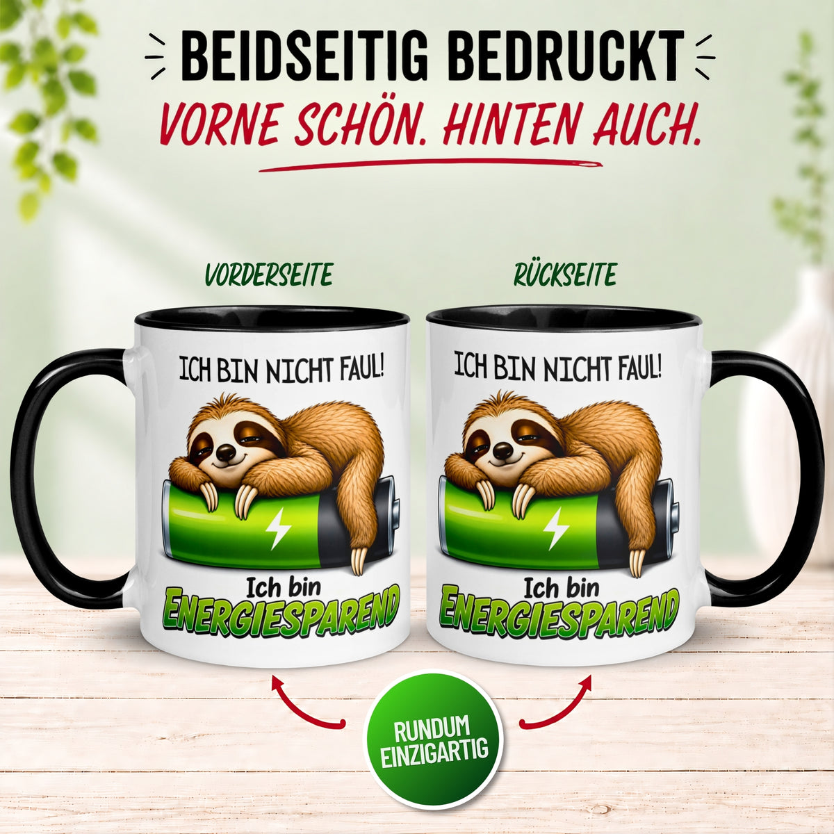 Tasse Faultier – „Ich bin nicht faul“ – lustiger Geschenk Becher für Kollegen