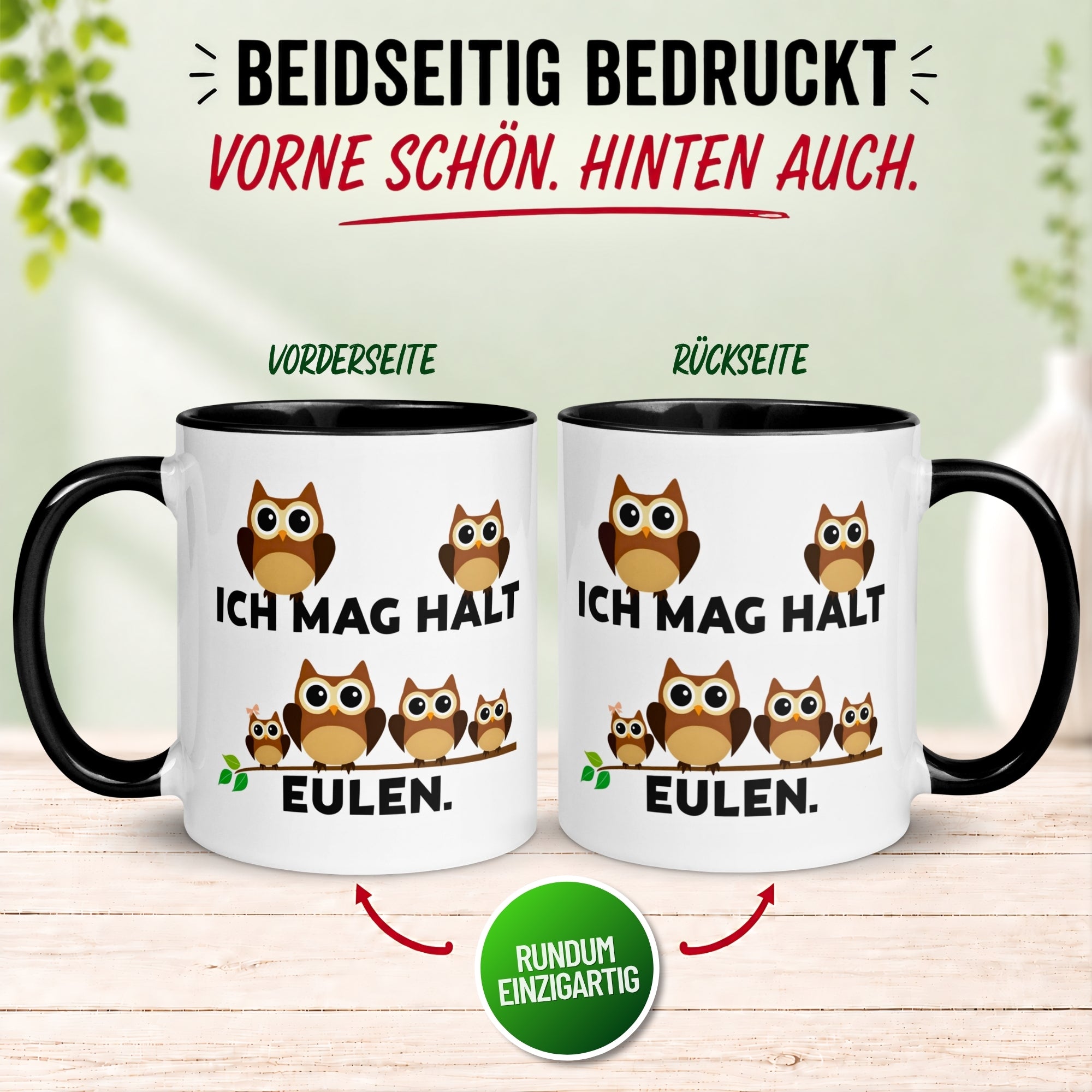 Tasse Eule – „Ich mag halt Eulen“ – lustiger Eulen Geschenk Becher