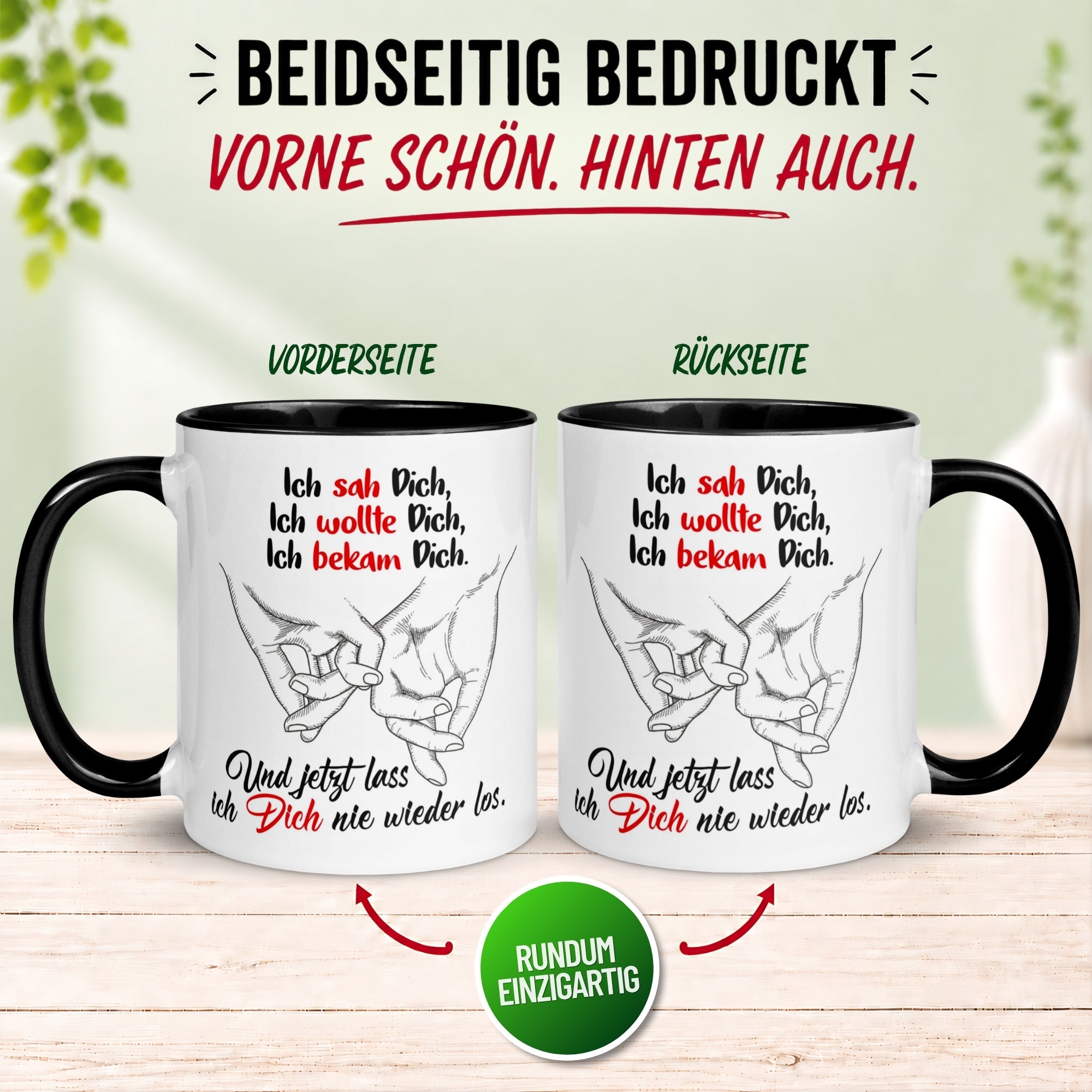 Tasse Liebe – „Ich lass dich nie wieder los“ – Ich liebe Dich Geschenk Partner Jahrestag Valentinstag