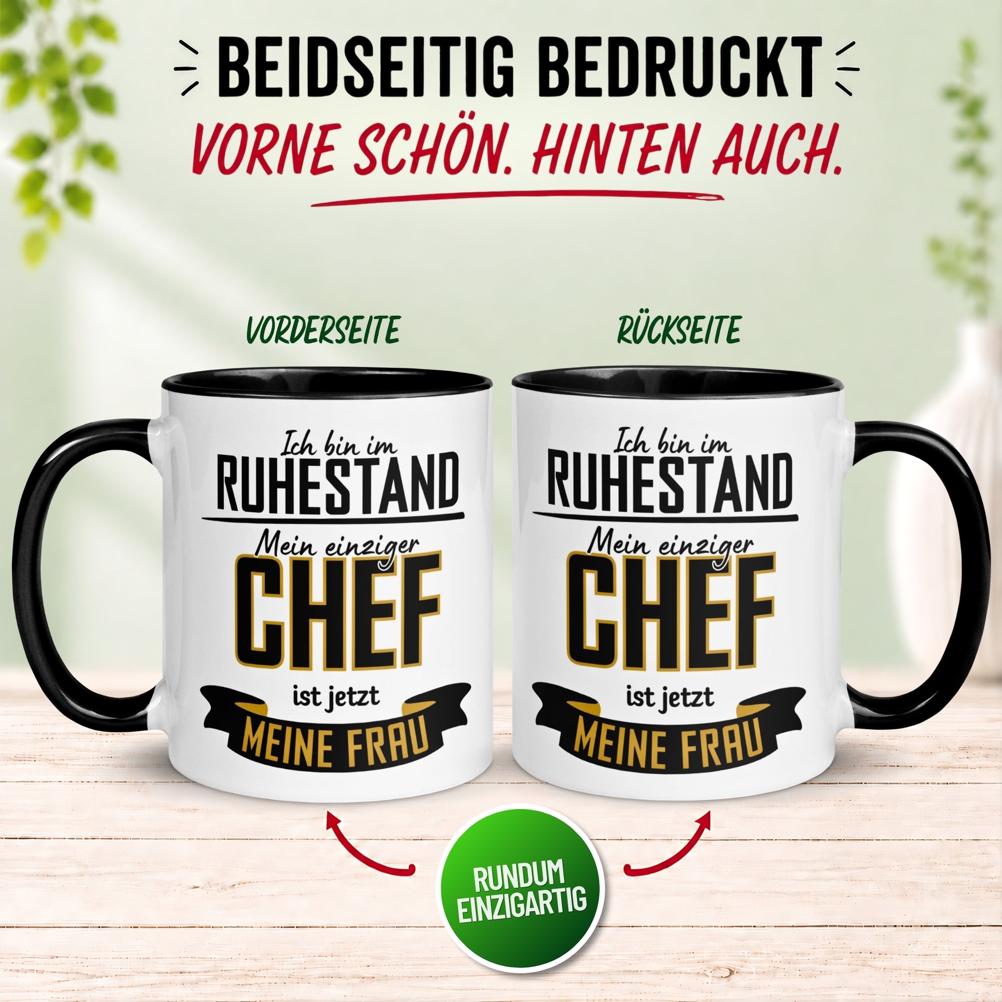 Tasse Rentner – „Mein einziger Chef ist jetzt meine Frau“ – Geschenk Rente Mann