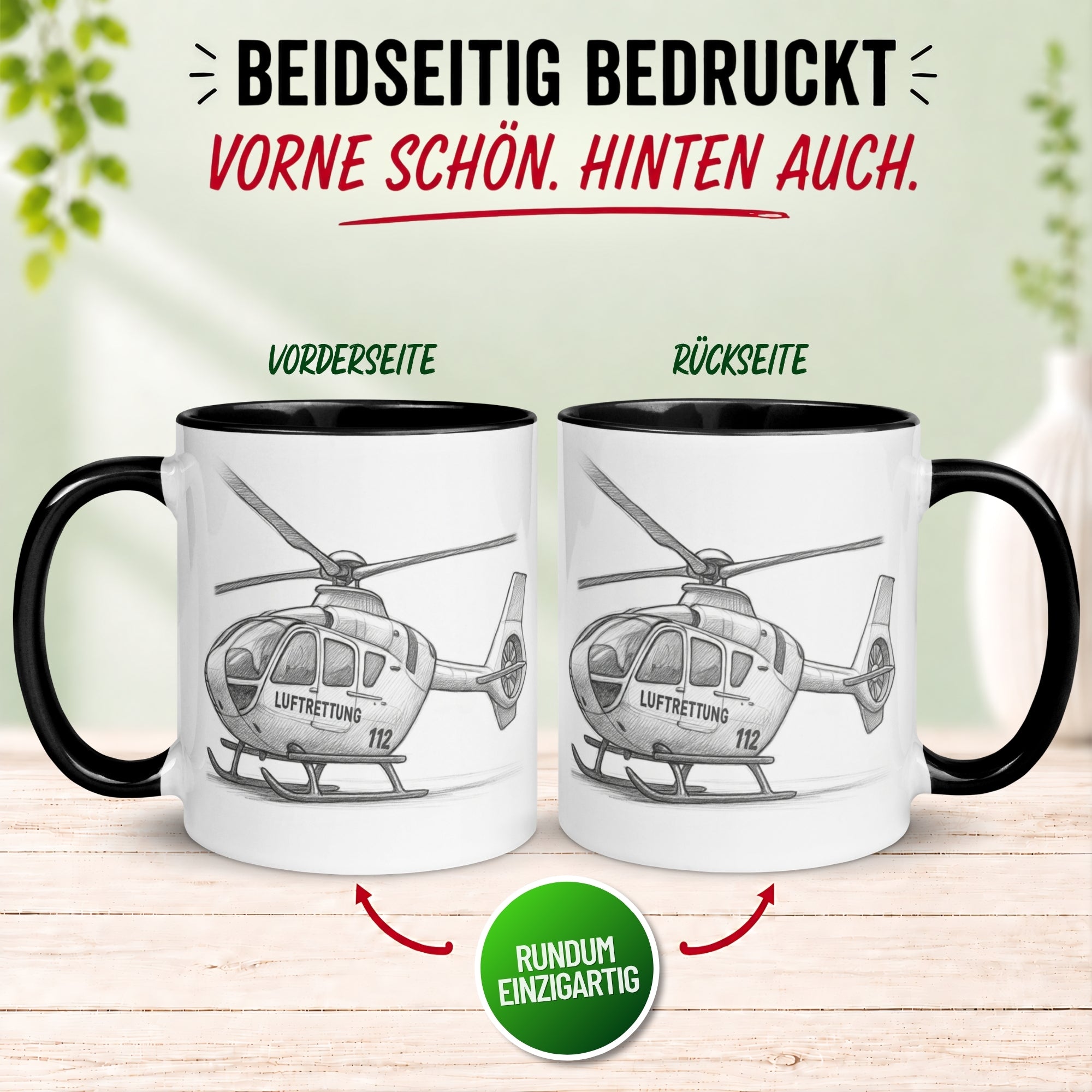 Tasse Hubschrauber – „Rettungshubschrauber“ – Notarzt Luftrettung Geschenk