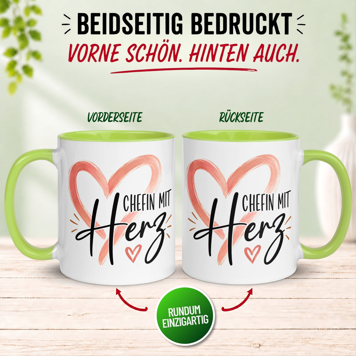 Tasse Chefin – „Chefin mit riesigem Herz“ – Teamleiterin Geschenk Becher