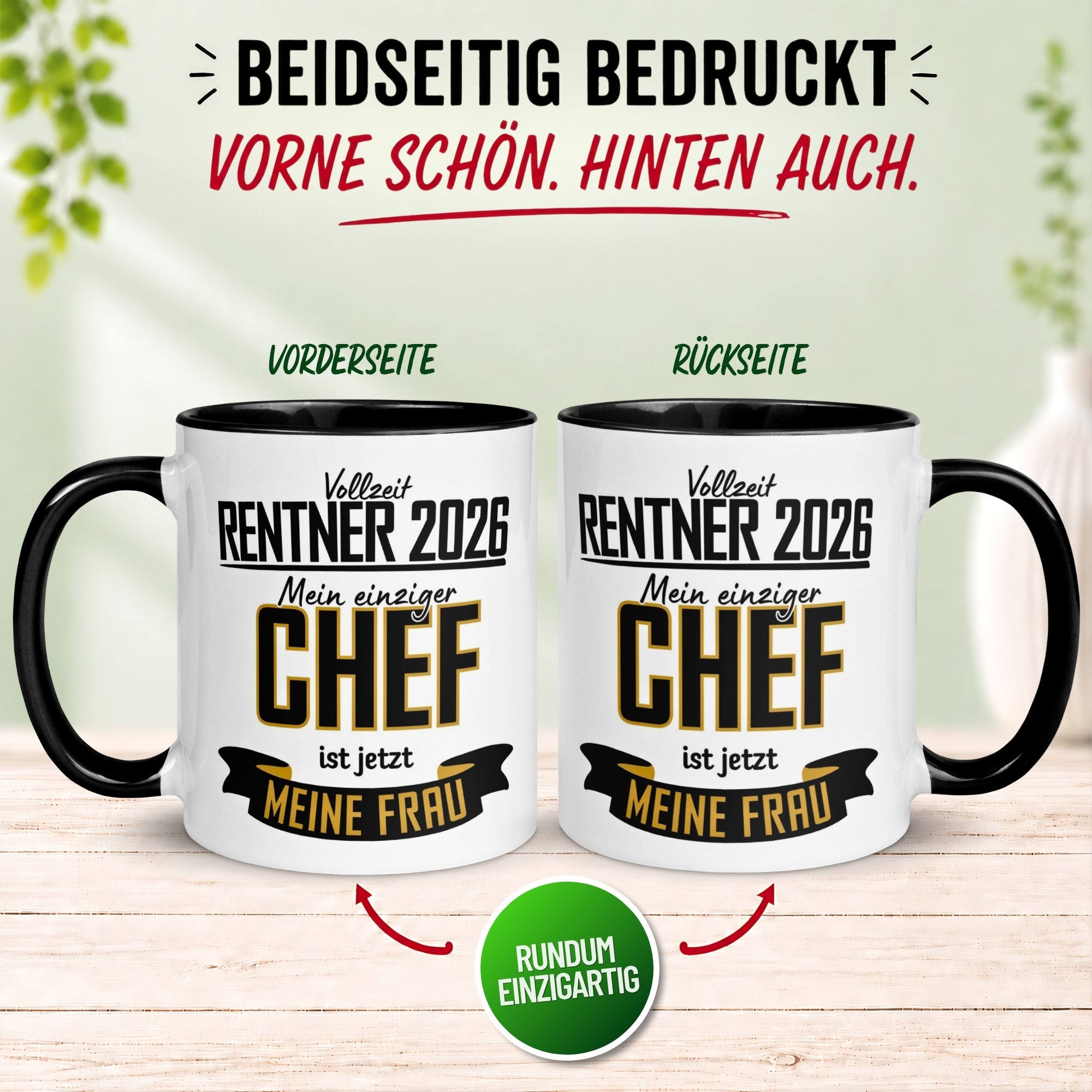 Tasse Rentner 2026 – „Mein einziger Chef ist meine Frau“ – Geschenk Rentenbeginn Mann