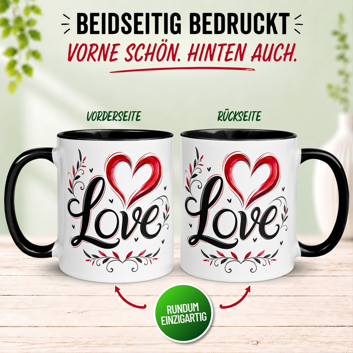 Tasse Liebe – „Ornamental Love“ – Ich liebe Dich Geschenk Partner Jahrestag Valentinstag