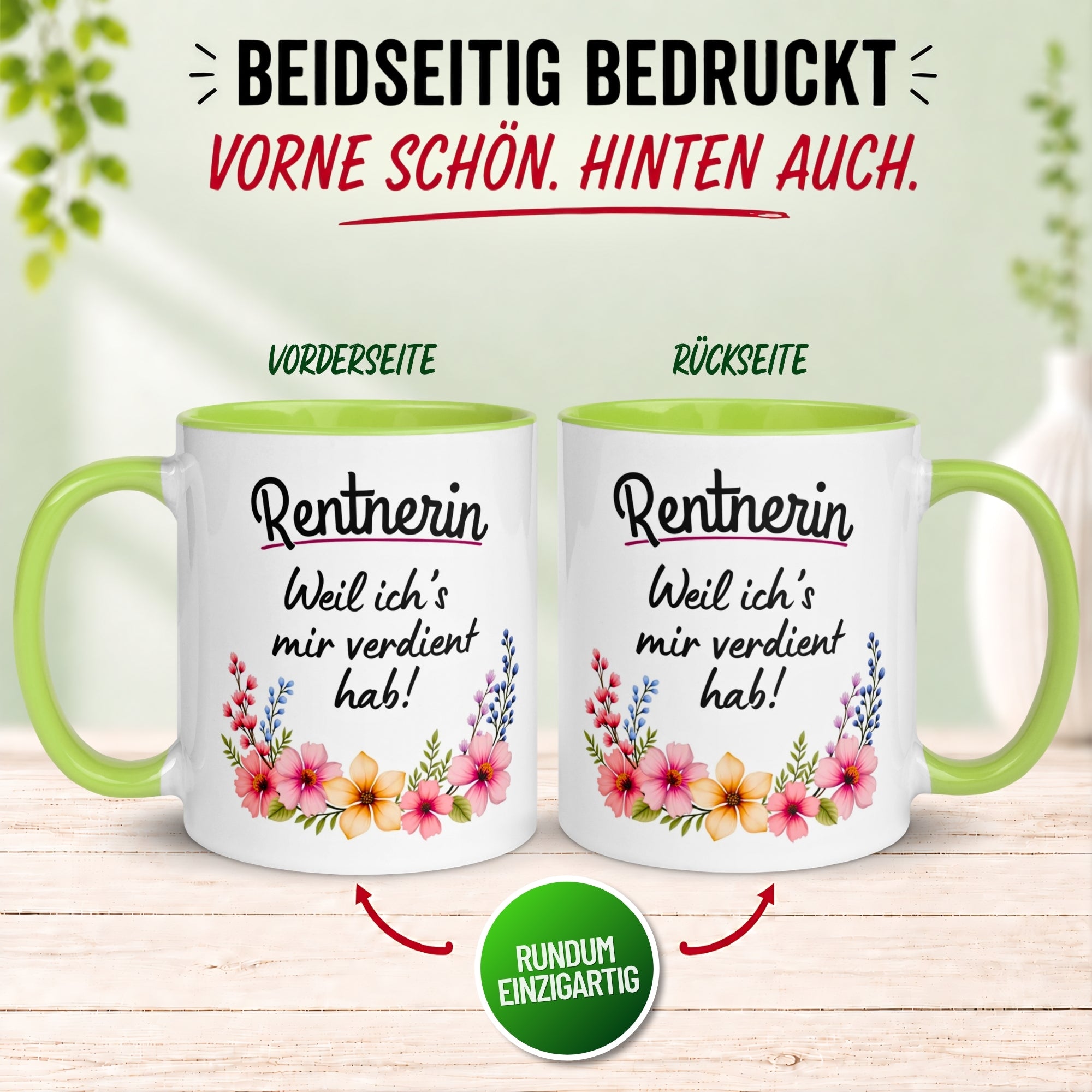 Tasse Rente Frau – „Weil ich's mir verdient hab“ – Geschenk Rentnerin Renteneintritt