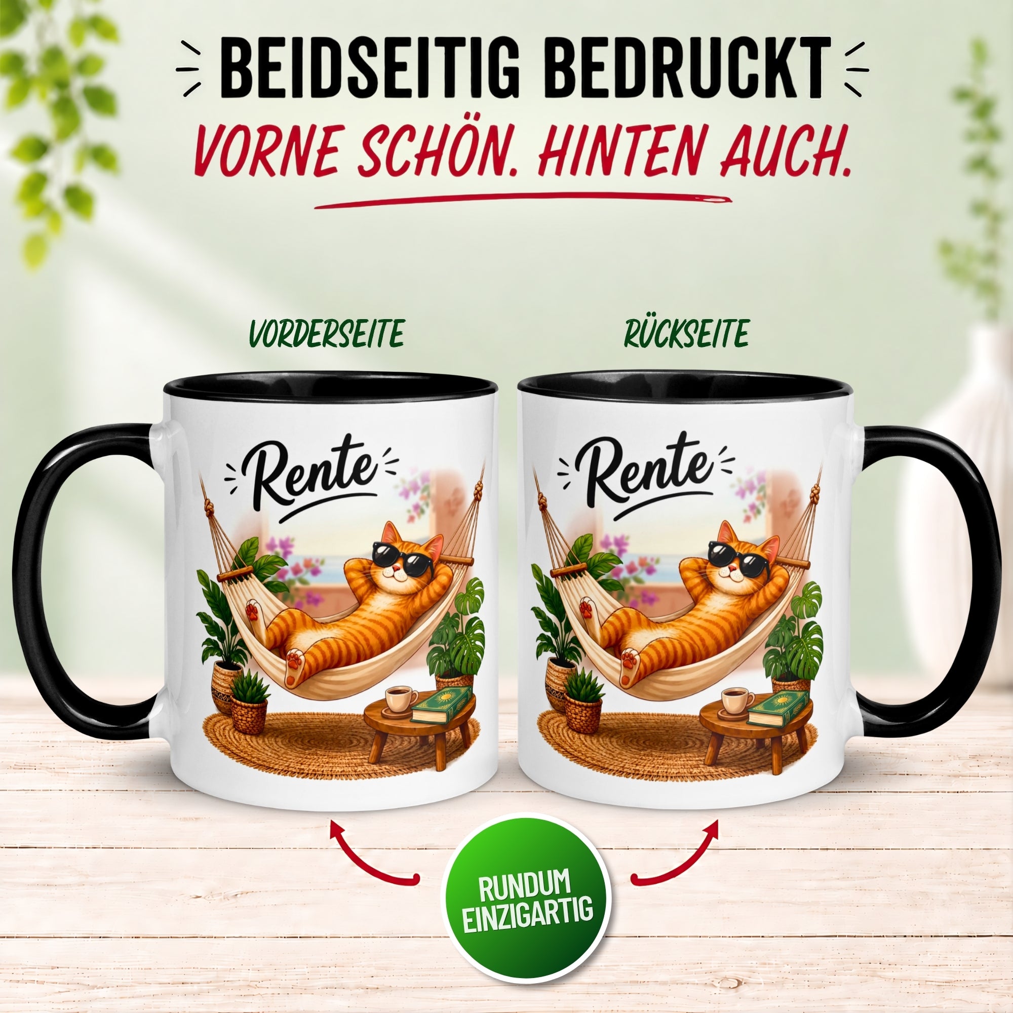 Tasse Rente – „Katze - Ab jetzt gibt’s nur noch Samstage“ – Becher zum Rentenbeginn