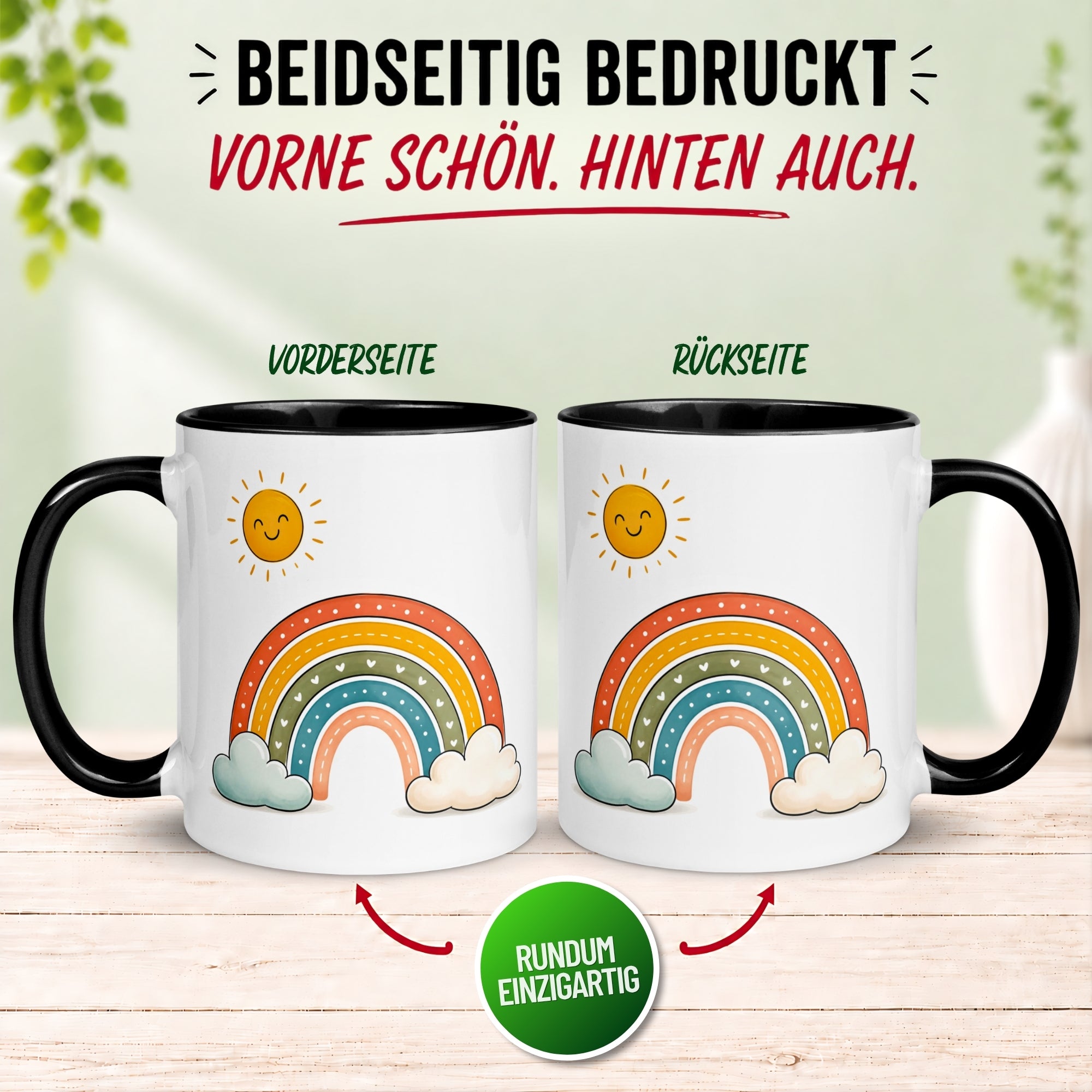 Tasse Wolken – „Farbenfroher Regenbogen“ – Lustiges Morgenmuffel Geschenk
