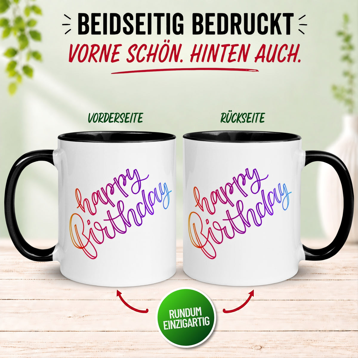 Tasse Geburtstag – „Violettes Happy Birthday“ – Geburtstagsgeschenk Mann Frau
