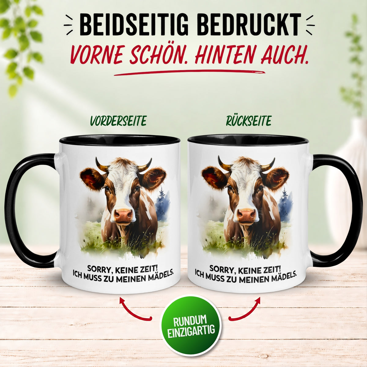 Tasse Kuh – „Sorry keine Zeit - Ich muss zu meinen Mädels“ – lustiger Geschenk Becher