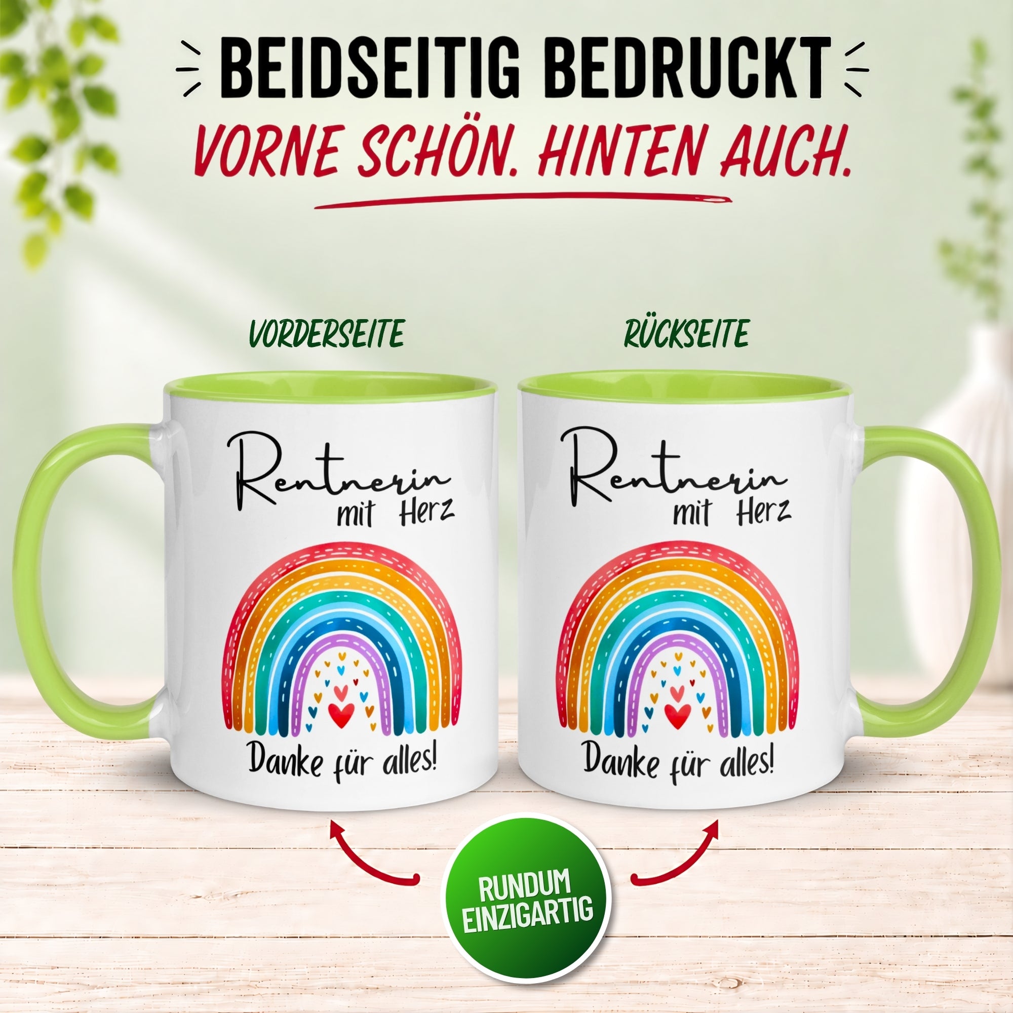 Tasse Rentnerin – „Rentnerin mit Herz – Danke für alles“ – Geschenk Rente Frau