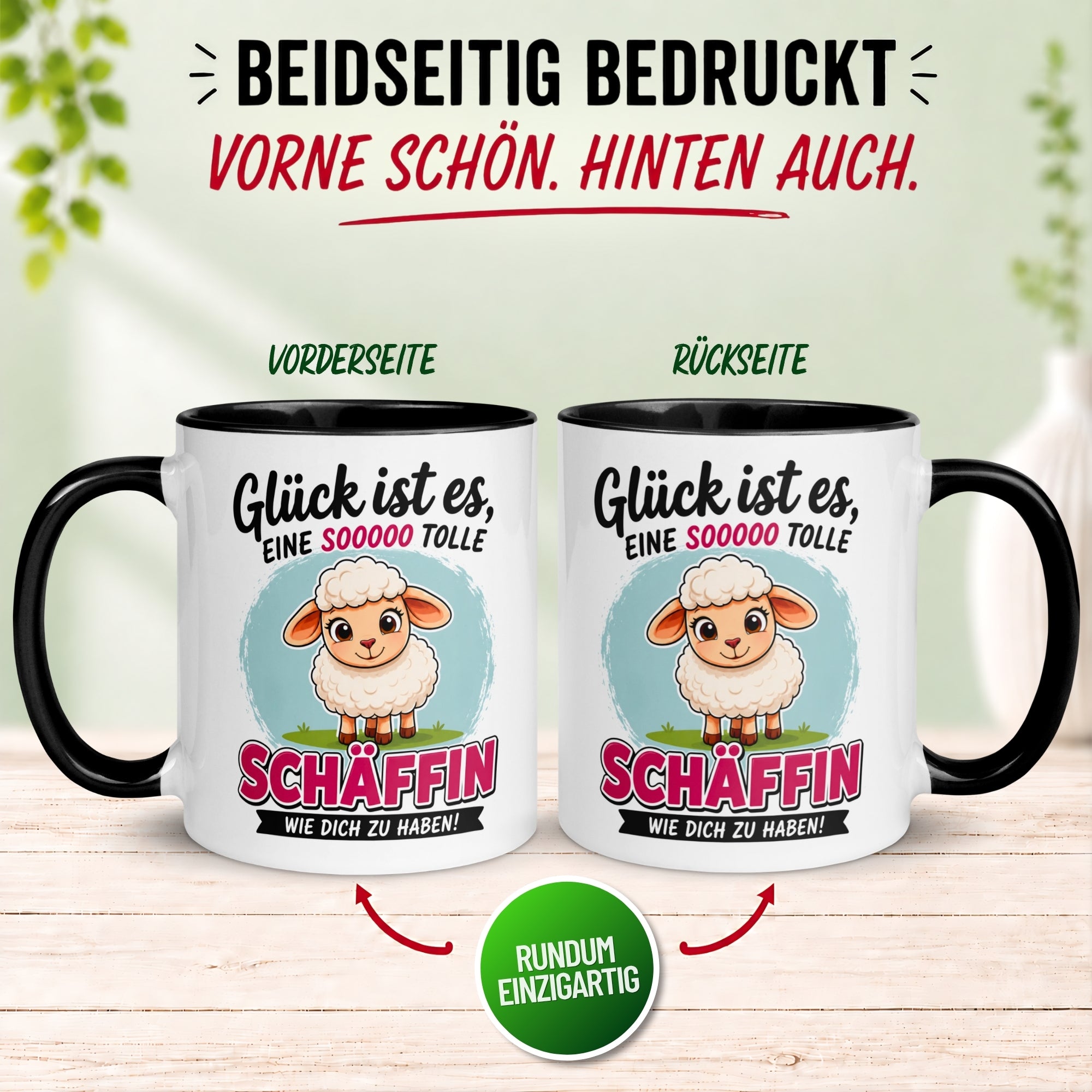 Tasse Chefin – „Glück ist es eine Schäffin wie dich zu haben“ – Geschenk Beste Chefin