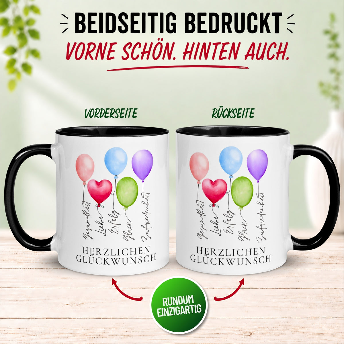 Tasse Geburtstag – „Gesundheit Liebe Erfolg“ – Geburtstagsgeschenk Mann Frau