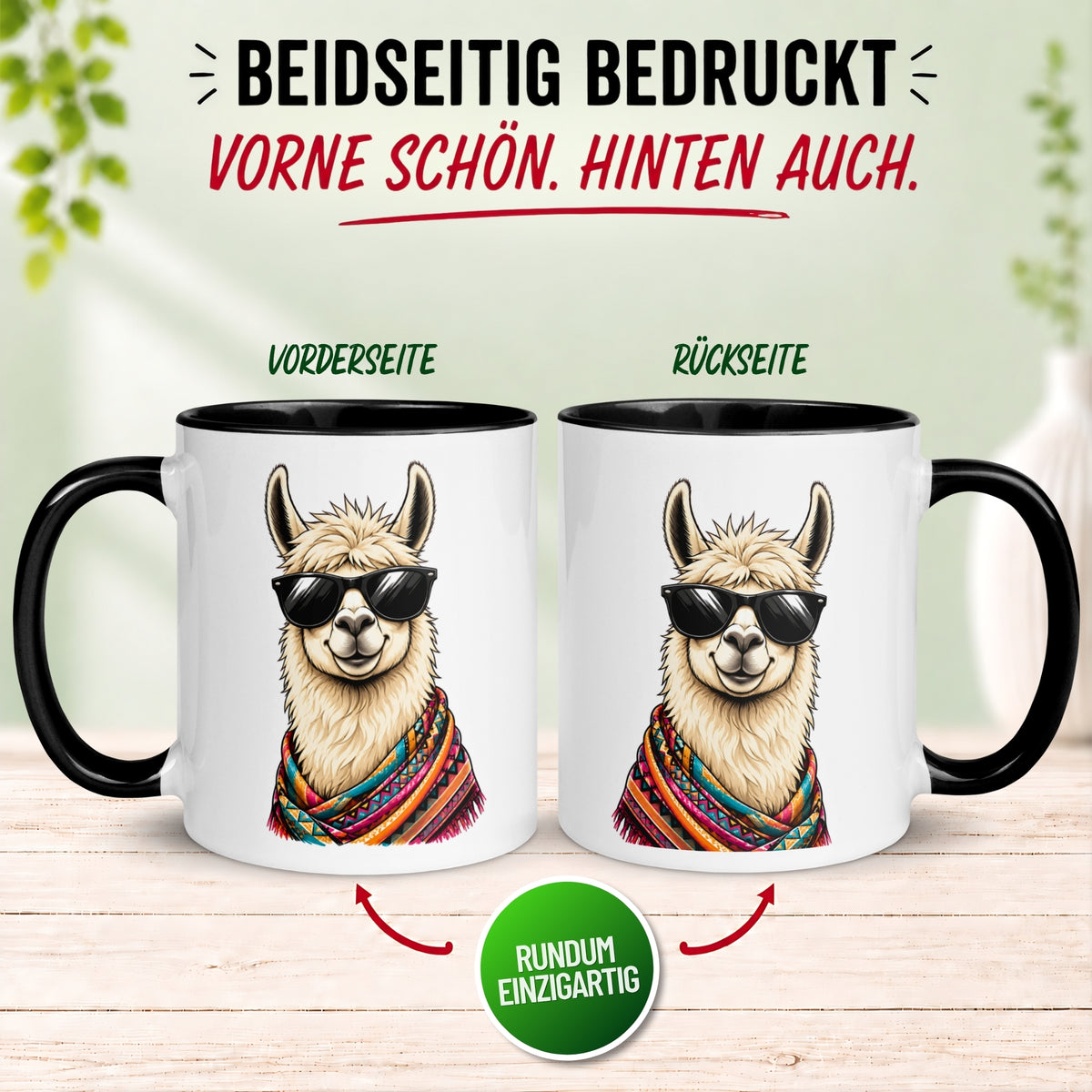 Tasse Lama – „Cooles Lama mit Sonnenbrille“ – lustiger Geschenk Becher