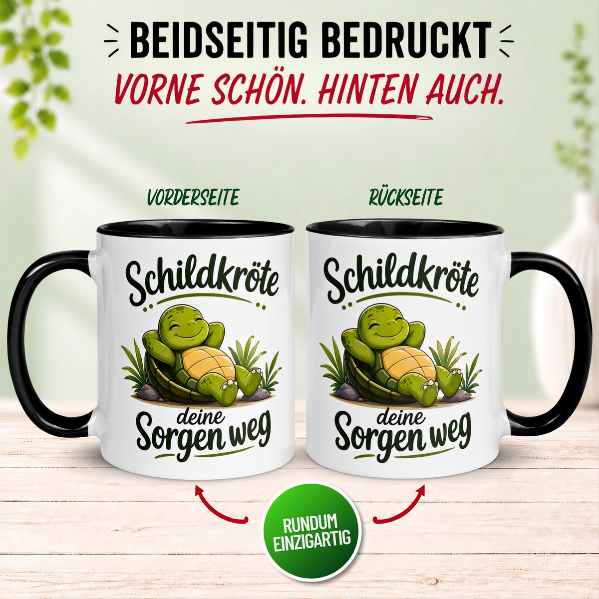 Tasse Schildkröte – „Schildkröte deine Sorgen weg“ – lustiges Schildkröten Geschenk