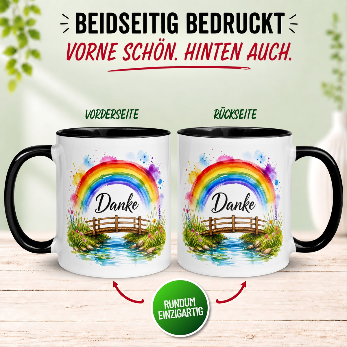 Tasse Danke – „Regenbogen Danke“ – Dankeschön Geschenke Becher