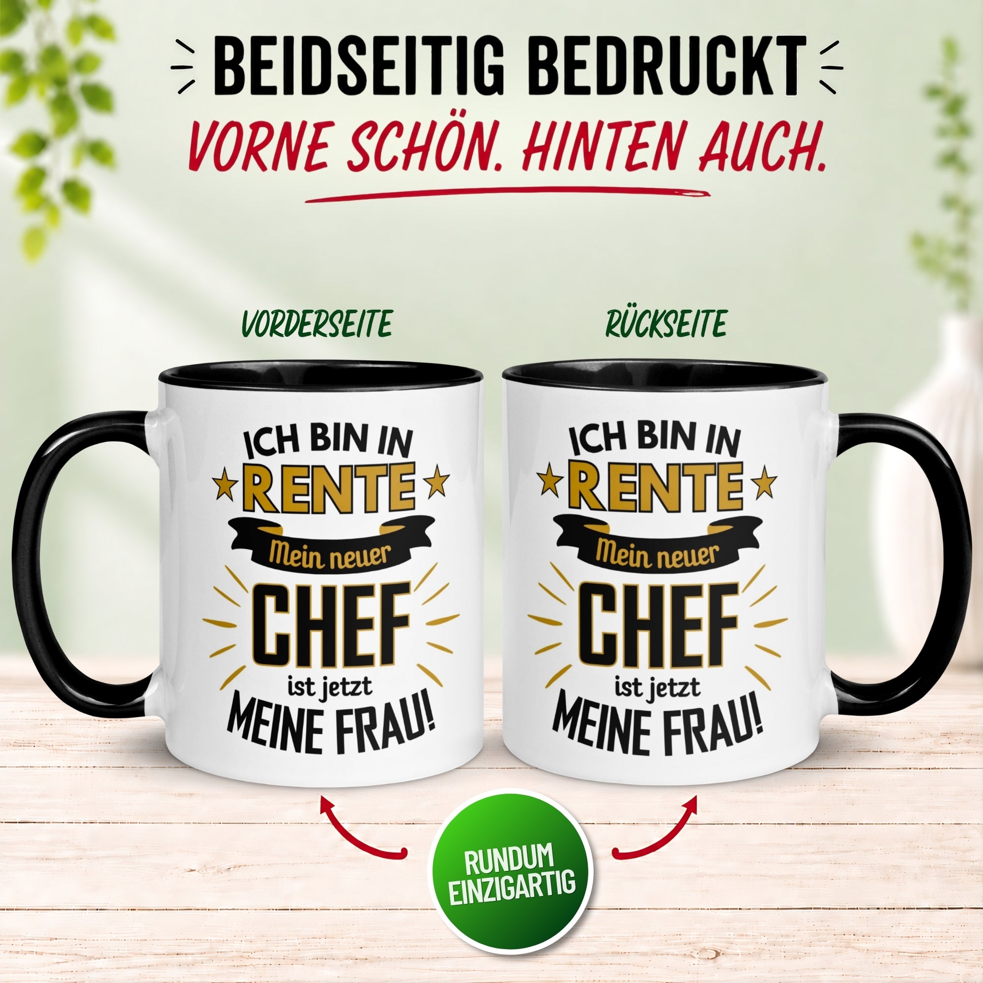 Tasse Rentner – „Mein neuer Chef ist jetzt meine Frau“ – Geschenk Rente Mann